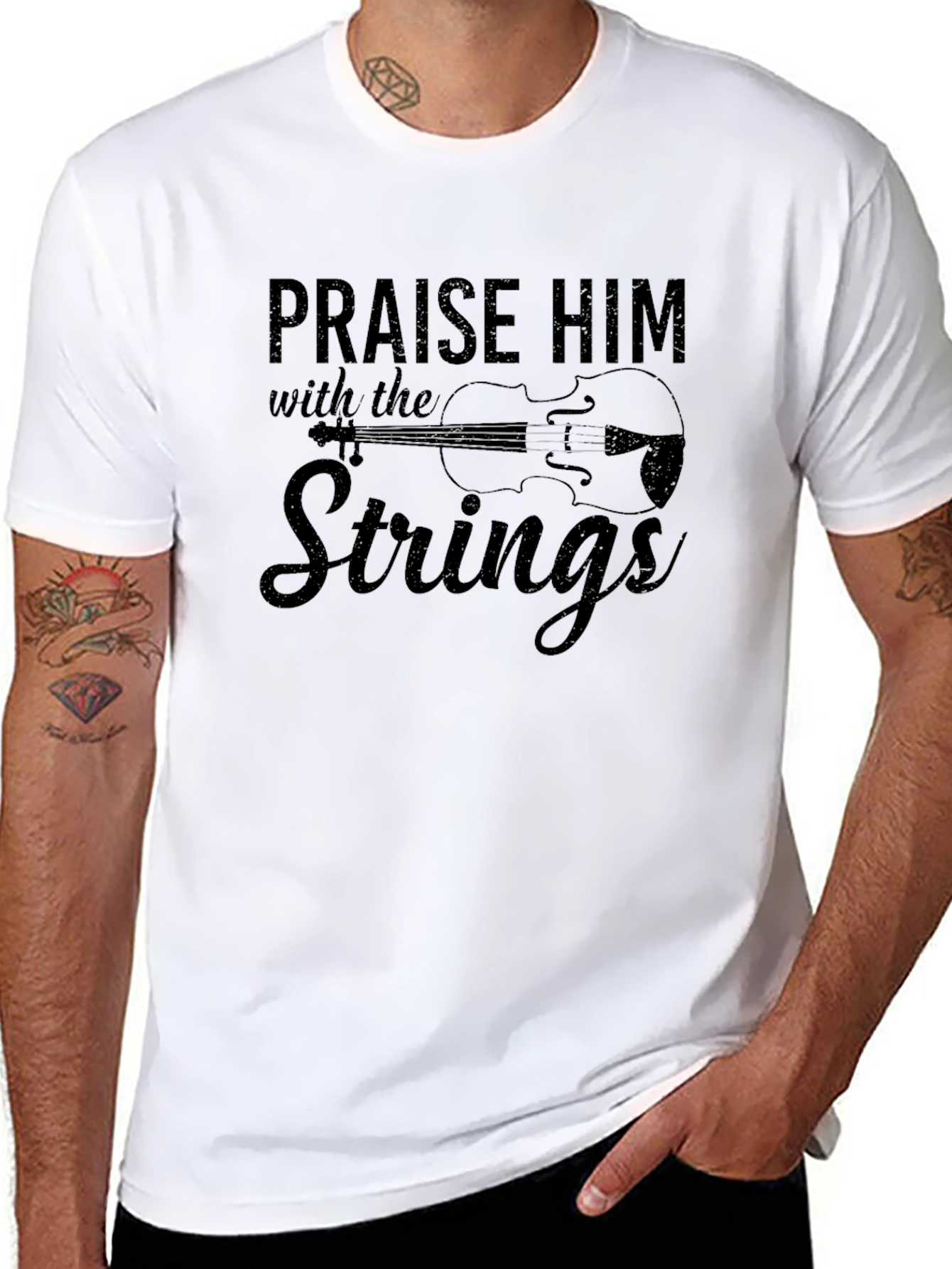 Praise Him With the Strings Black T-Shirt