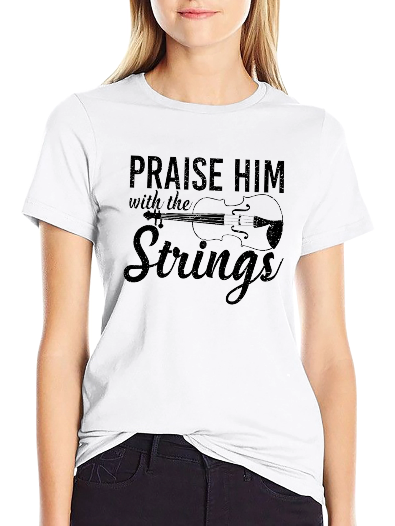 Praise Him With the Strings Black T-Shirt