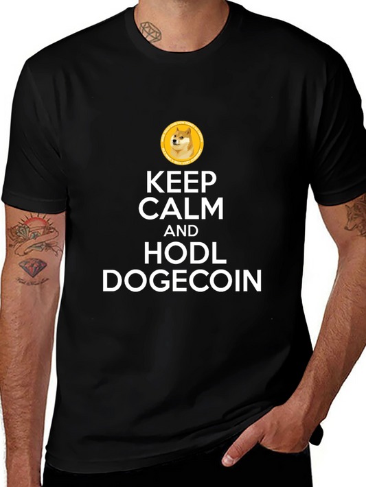 Keep Calm HODL Dogecoin Black T-Shirt