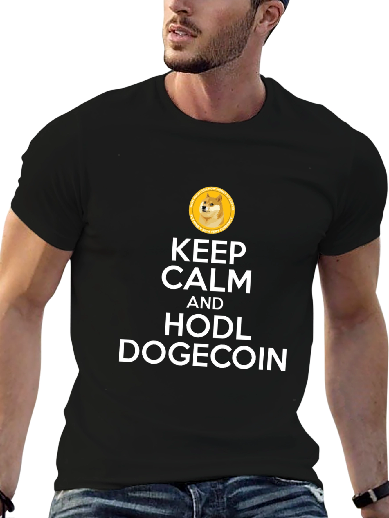Keep Calm HODL Dogecoin Black T-Shirt