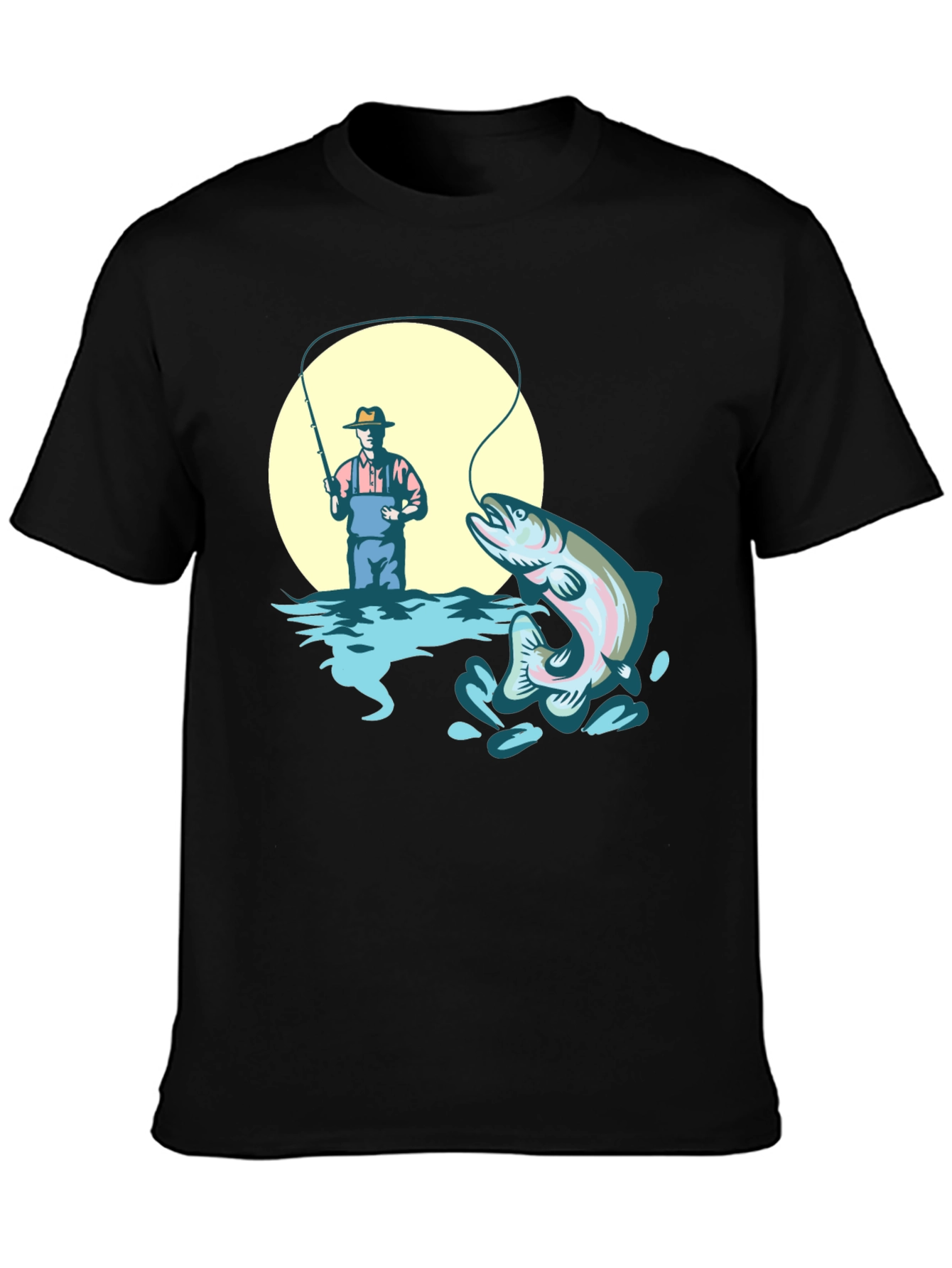 Fishing T-Shirt - Man Catching Rainbow Trout