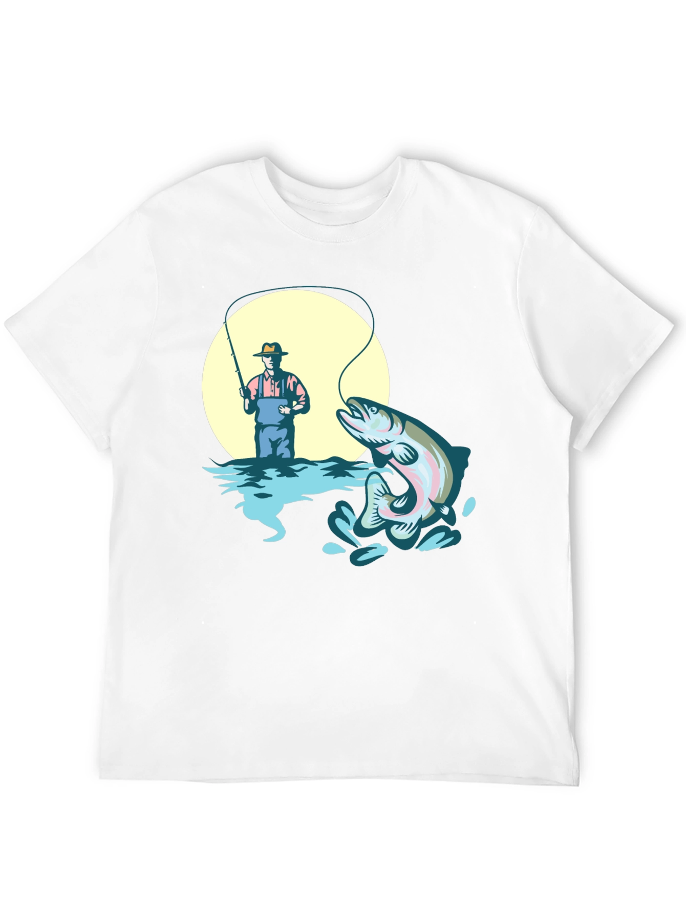 Fishing T-Shirt - Man Catching Rainbow Trout