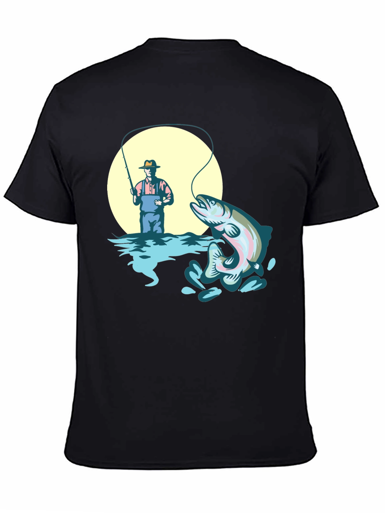 Fishing T-Shirt - Man Catching Rainbow Trout