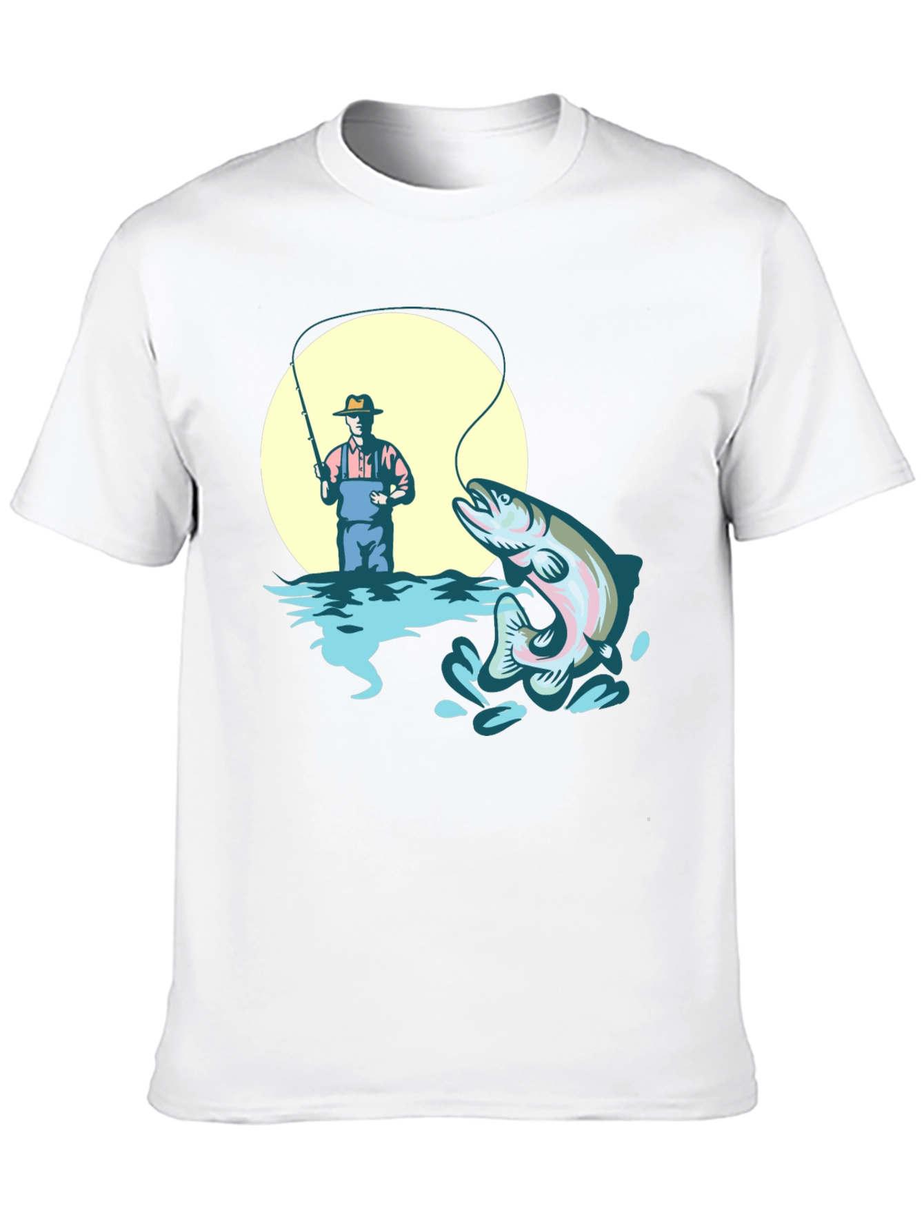 Fishing T-Shirt - Man Catching Rainbow Trout