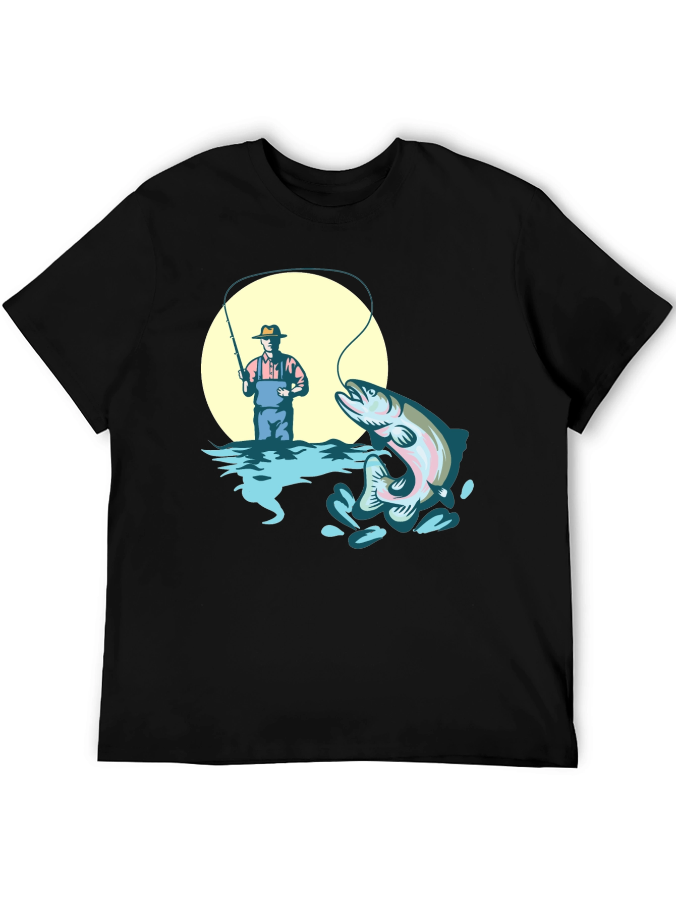Fishing T-Shirt - Man Catching Rainbow Trout