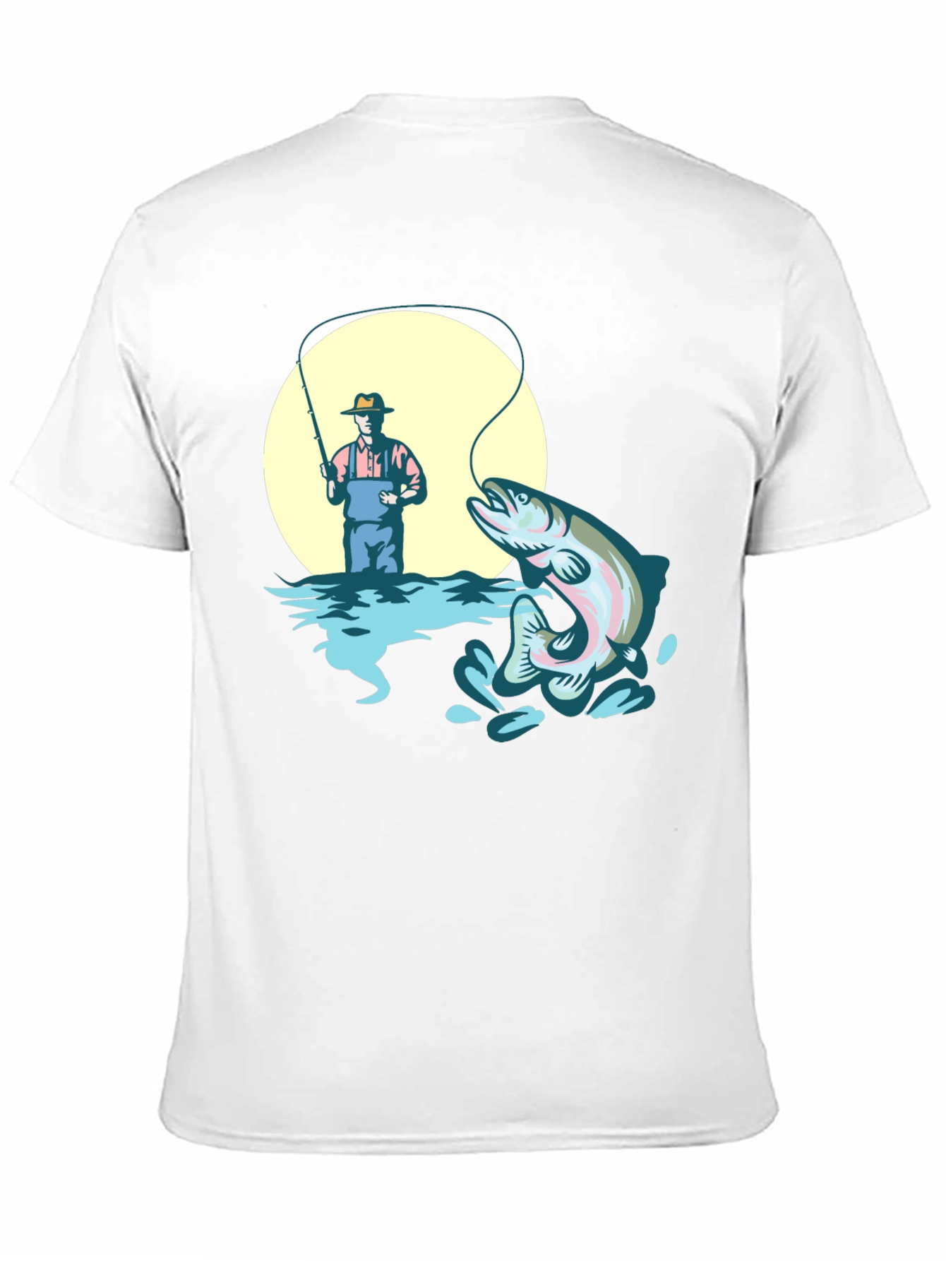 Fishing T-Shirt - Man Catching Rainbow Trout