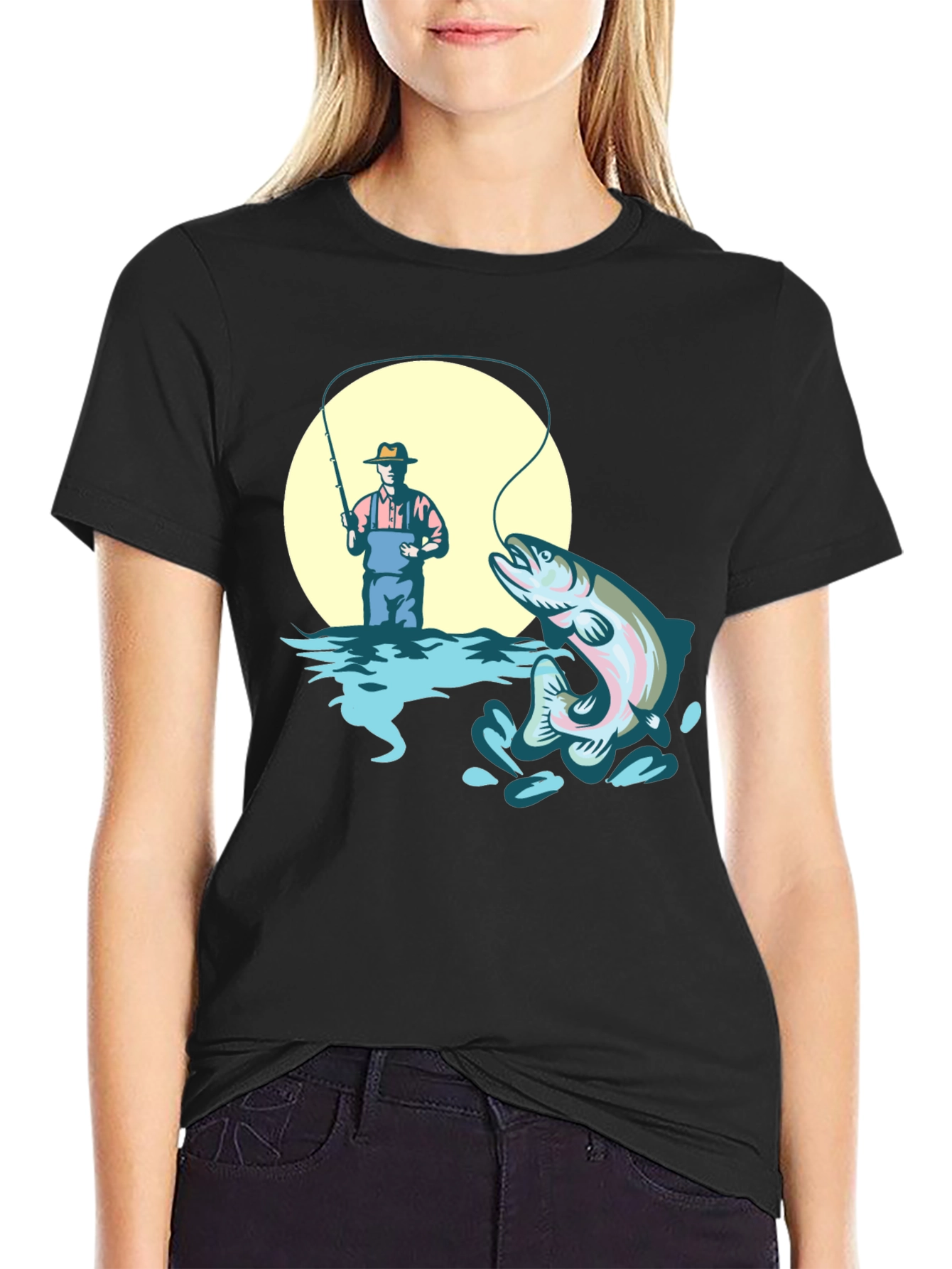 Fishing T-Shirt - Man Catching Rainbow Trout