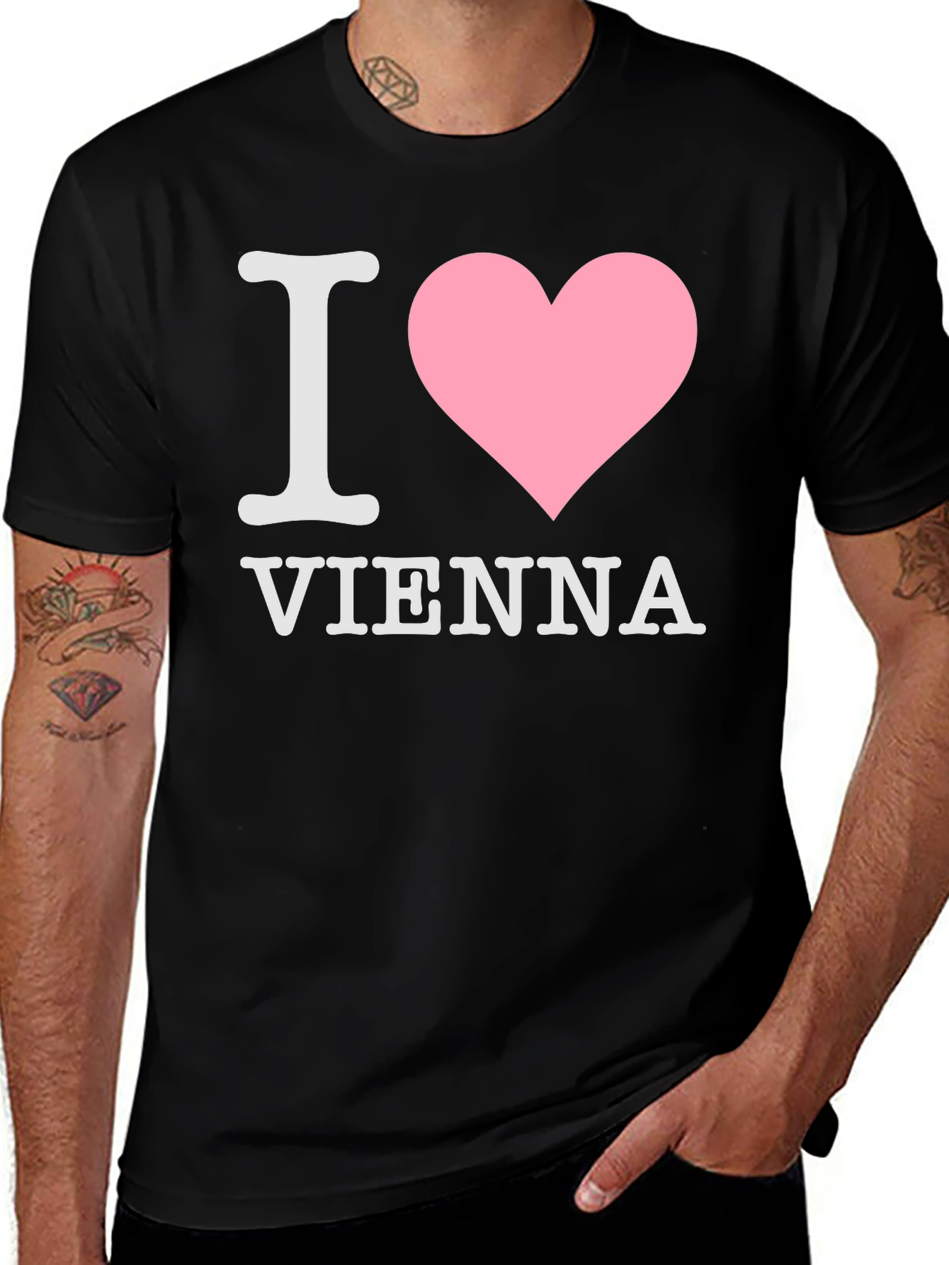 I Love Vienna T-Shirt Black Cotton
