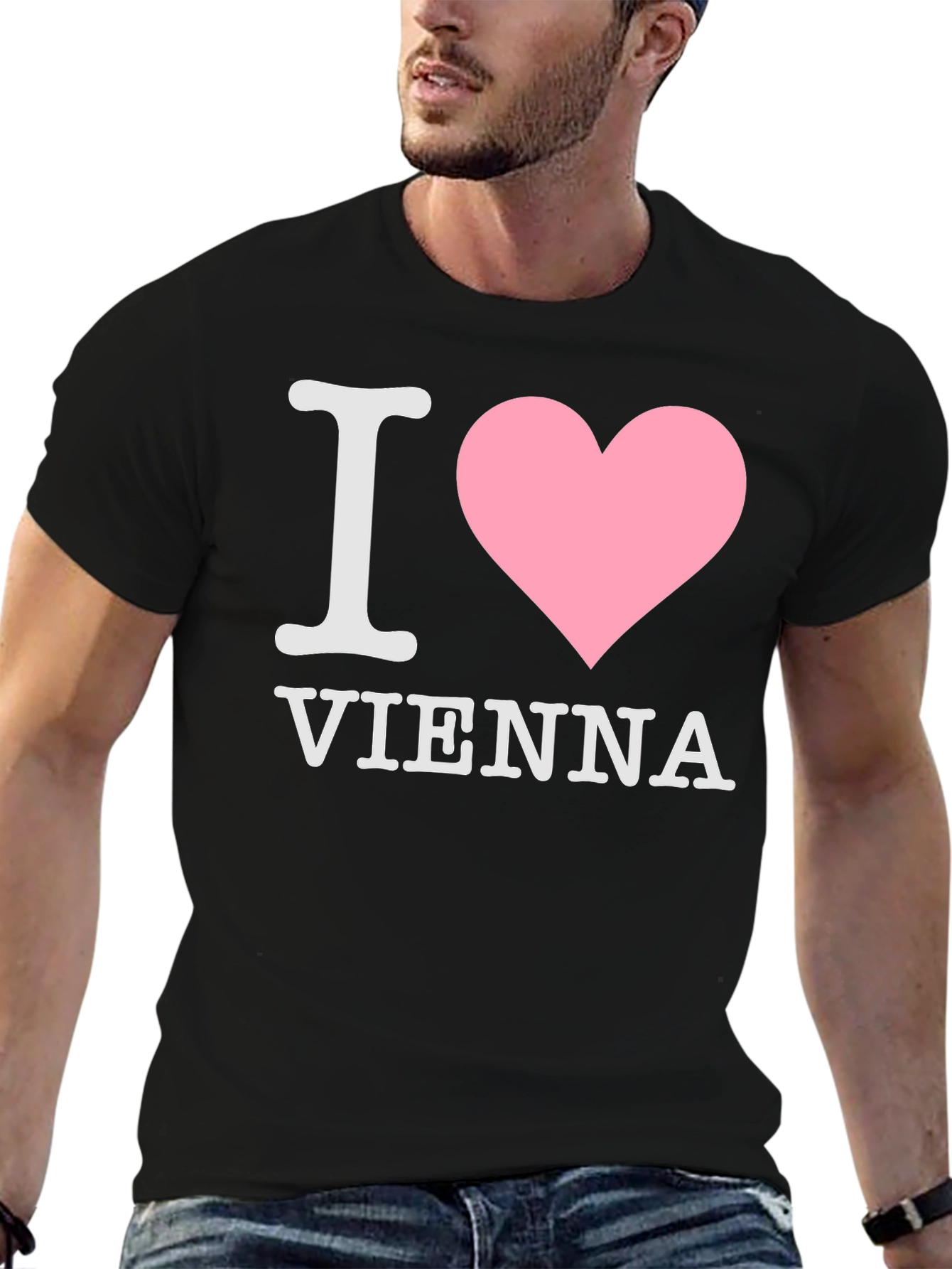 I Love Vienna T-Shirt Black Cotton