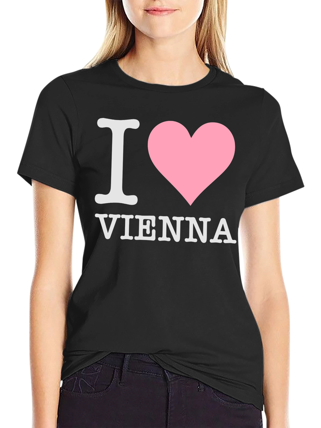 I Love Vienna T-Shirt Black Cotton