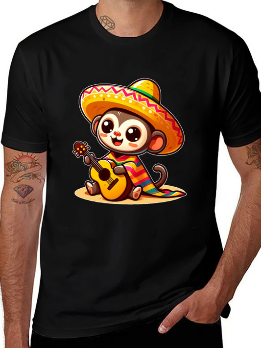 Monkey in Sombrero T-Shirt - Guitar Playing