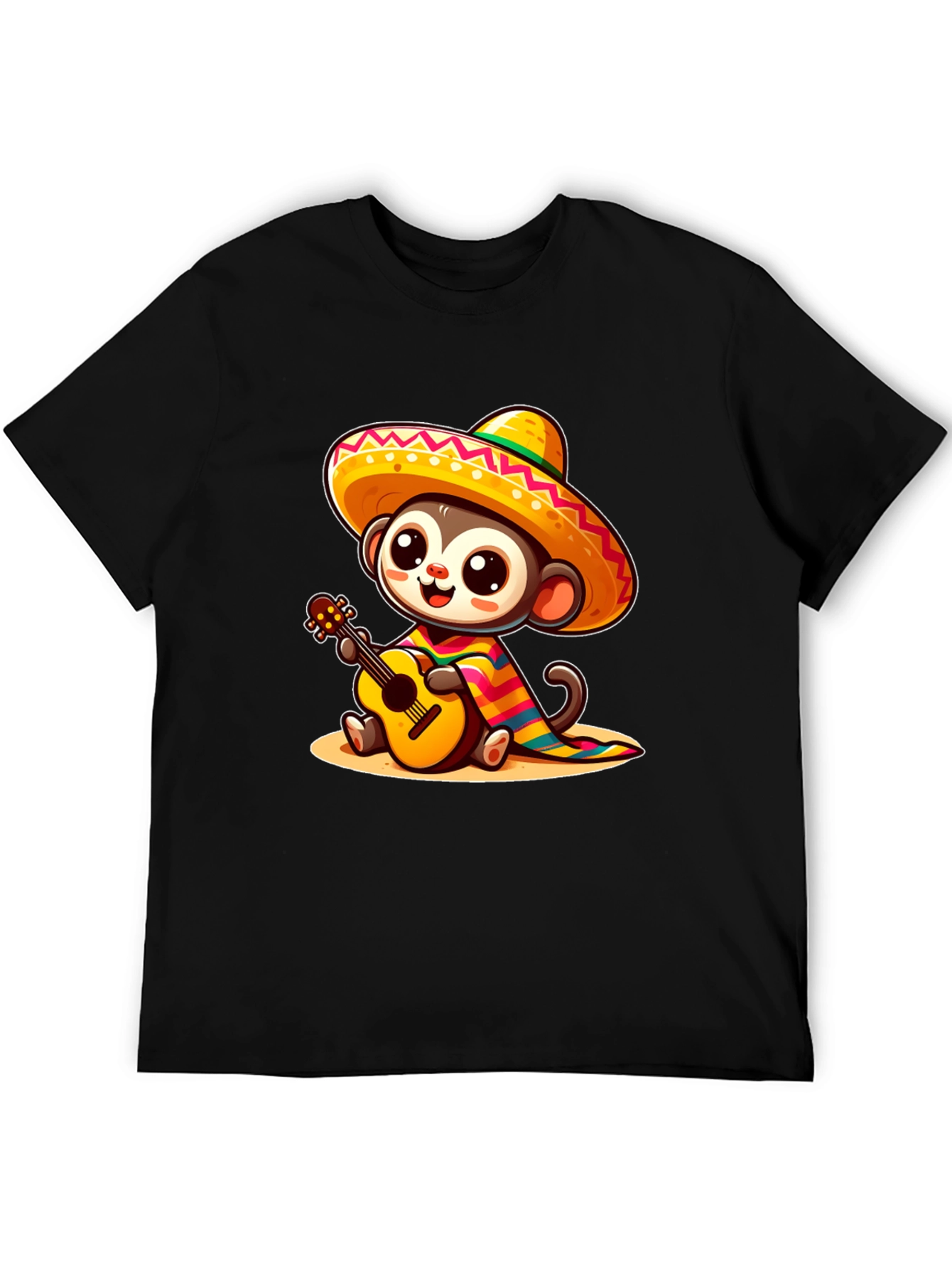Monkey in Sombrero T-Shirt - Guitar Playing