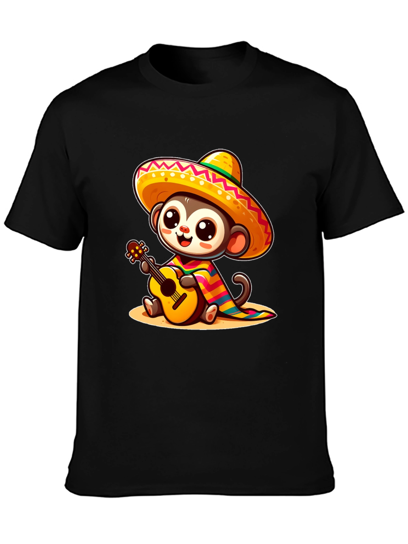 Monkey in Sombrero T-Shirt - Guitar Playing
