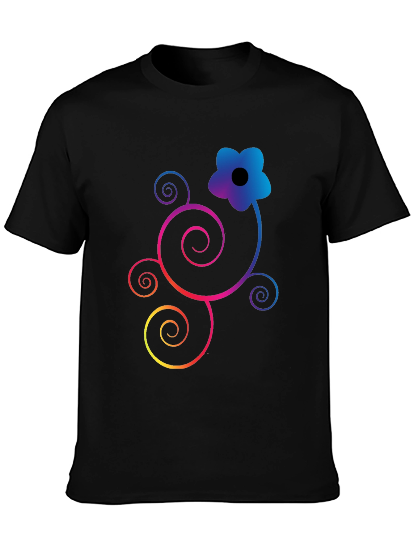 Floral Swirl Graphic Black T-Shirt