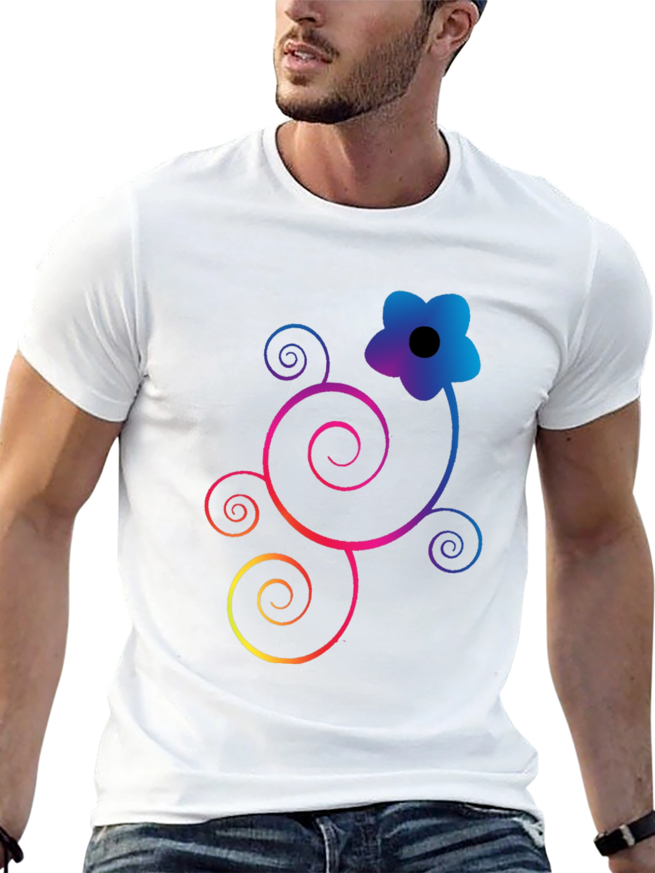 Floral Swirl Graphic Black T-Shirt