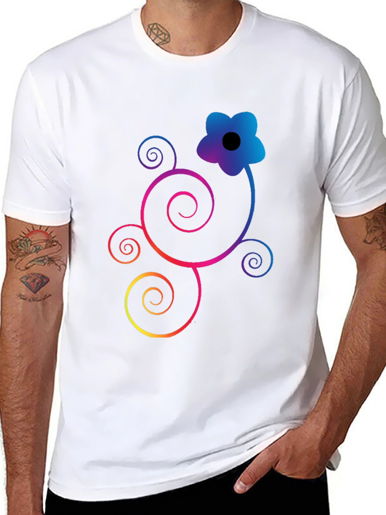 Floral Swirl Graphic Black T-Shirt