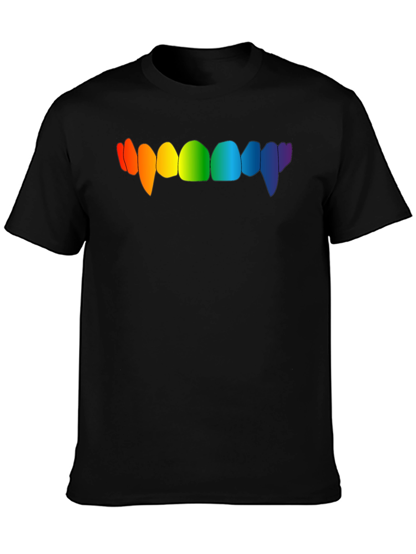Rainbow Vampire Teeth Graphic Tee - Black