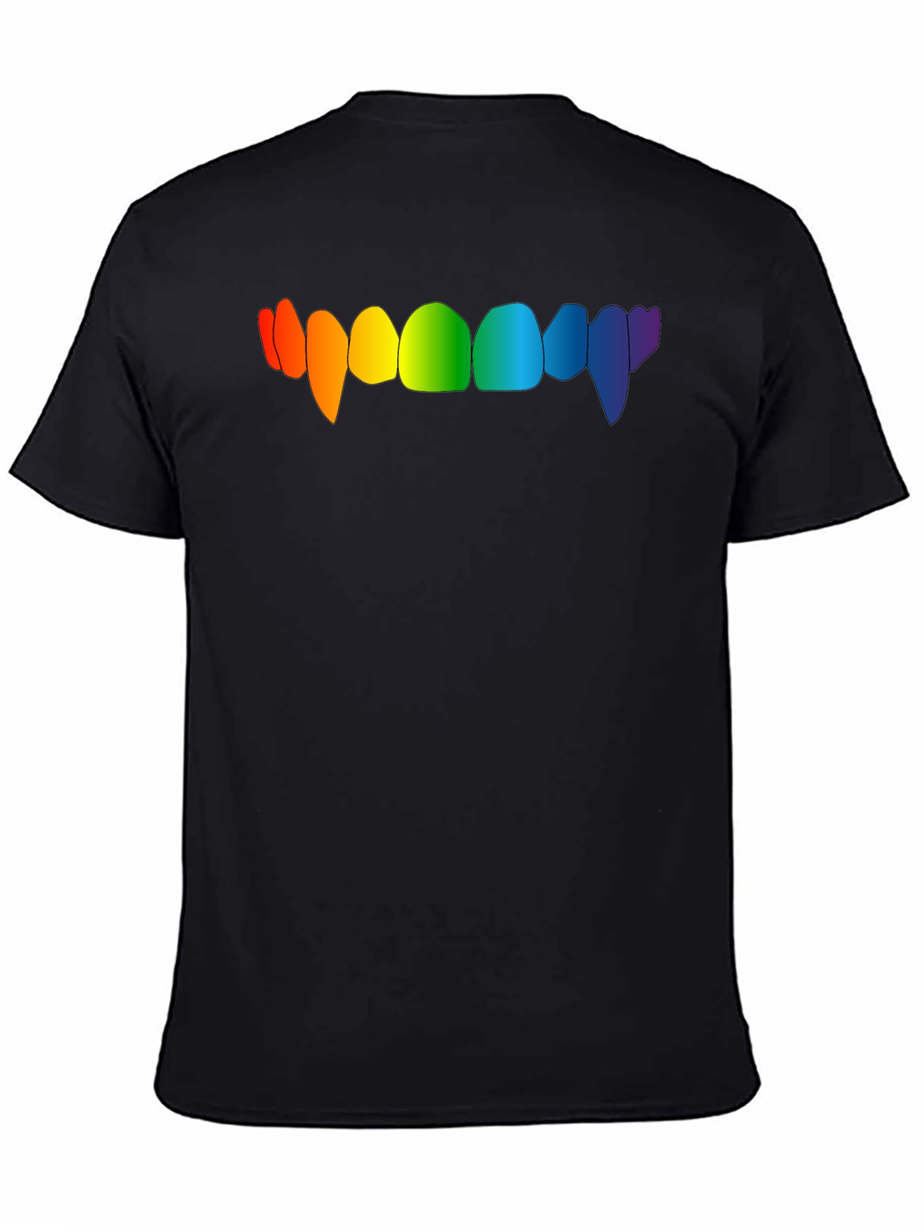 Rainbow Vampire Teeth Graphic Tee - Black