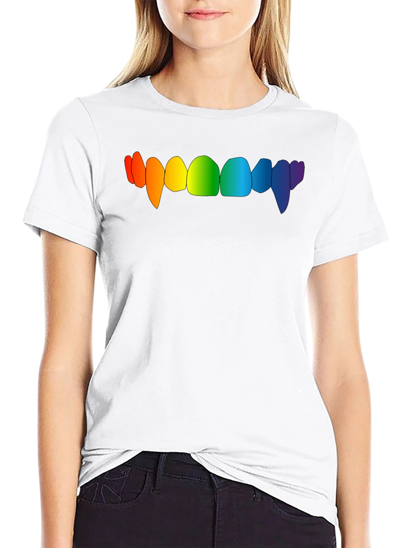 Rainbow Vampire Teeth Graphic Tee - Black