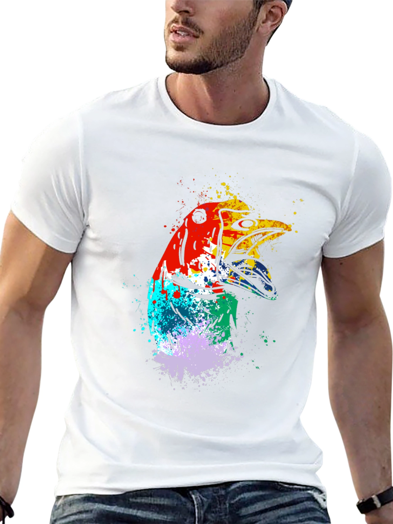 Abstract Bird Graphic Tee - Mens Black T-Shirt
