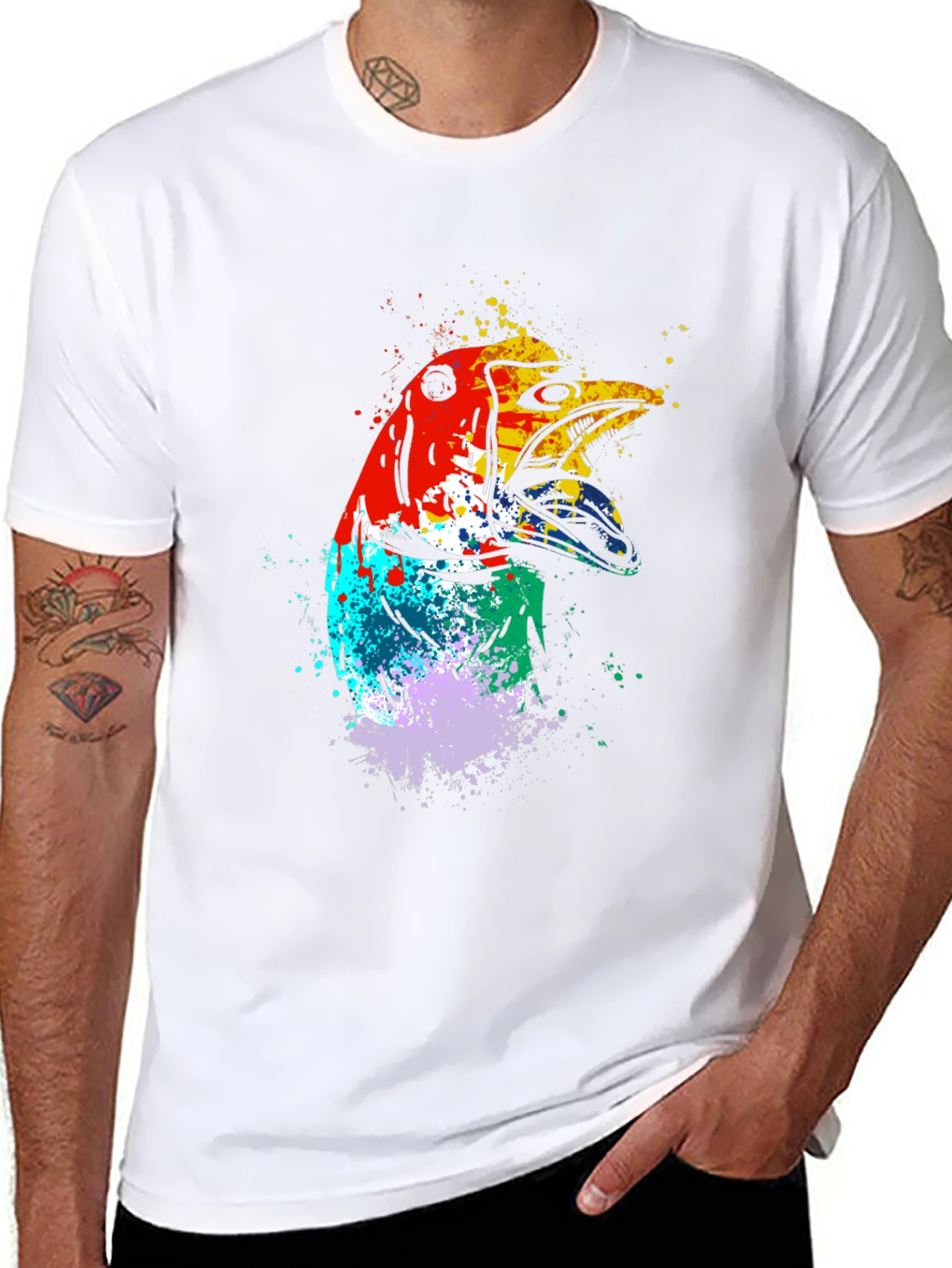 Abstract Bird Graphic Tee - Mens Black T-Shirt