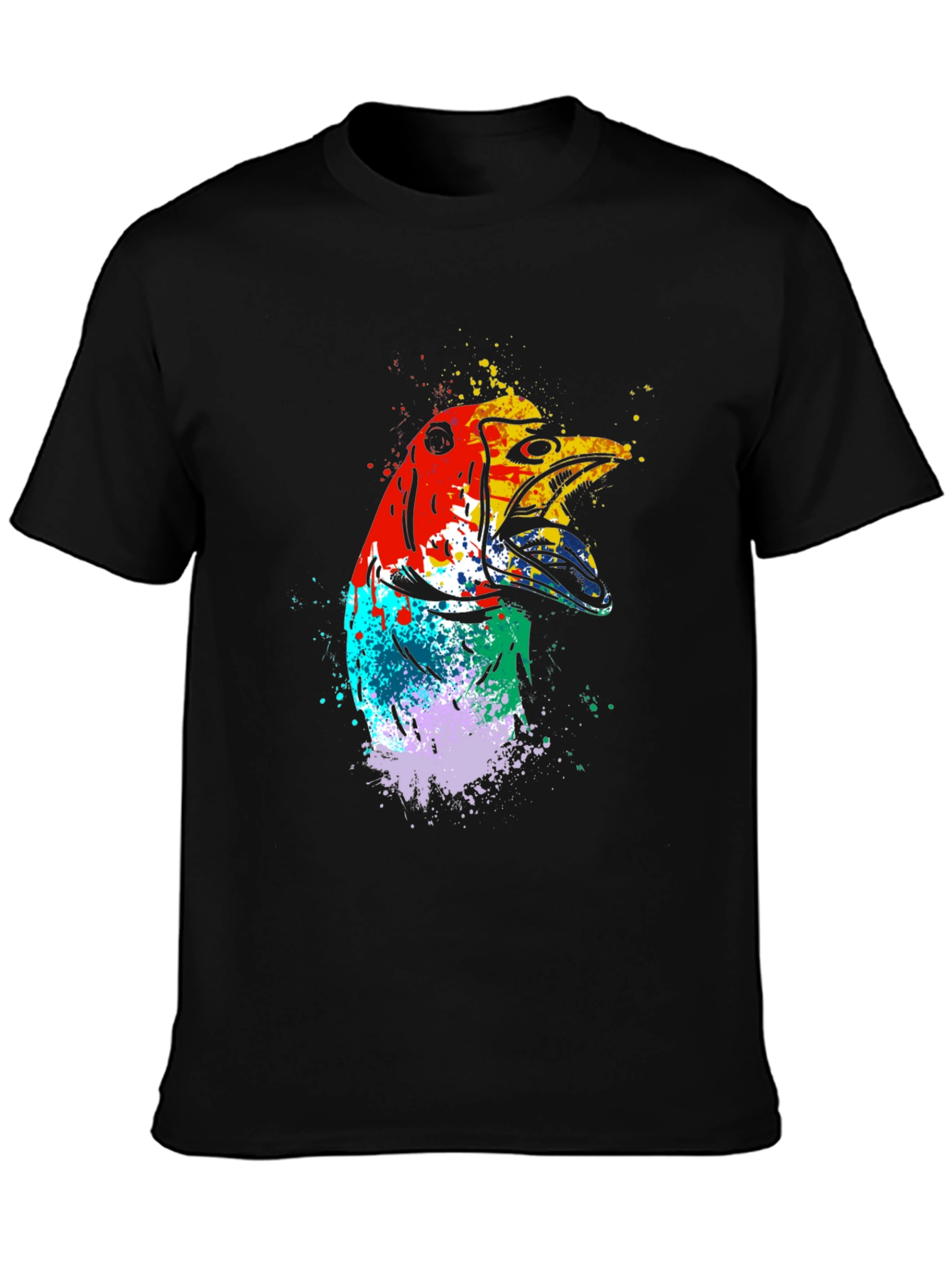 Abstract Bird Graphic Tee - Mens Black T-Shirt