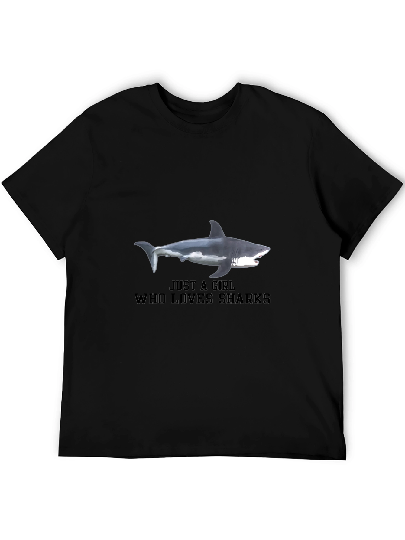 Just a Girl Who Loves Sharks Black T-Shirt