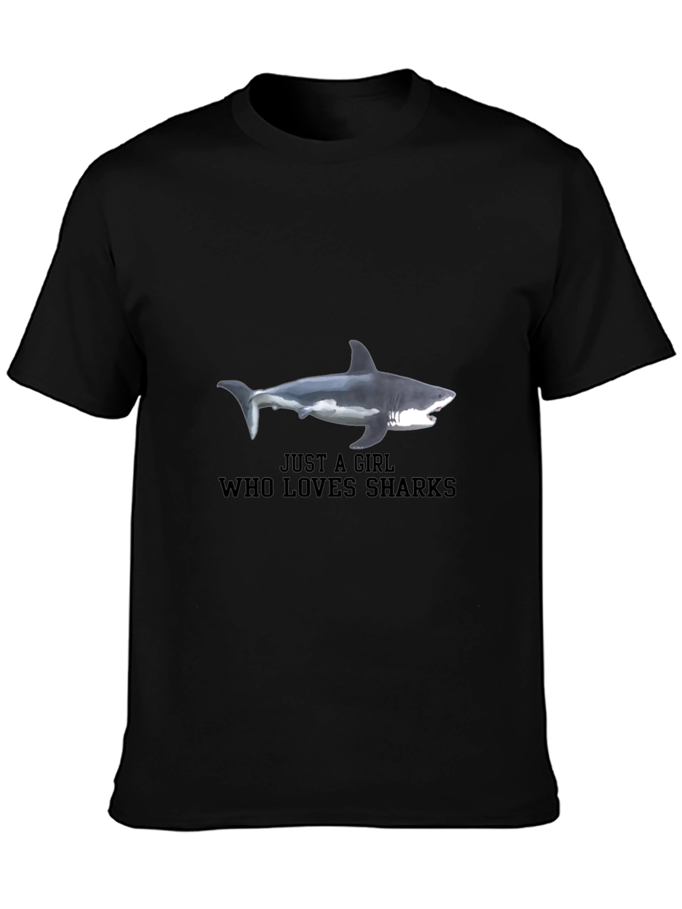 Just a Girl Who Loves Sharks Black T-Shirt