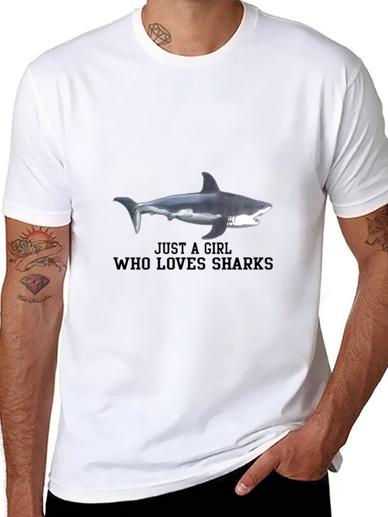 Just a Girl Who Loves Sharks Black T-Shirt