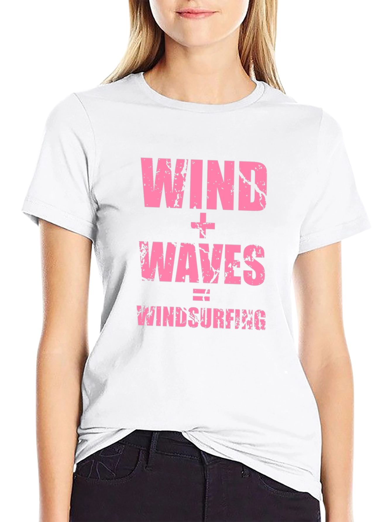 Wind + Waves = Windsurfing Black T-Shirt