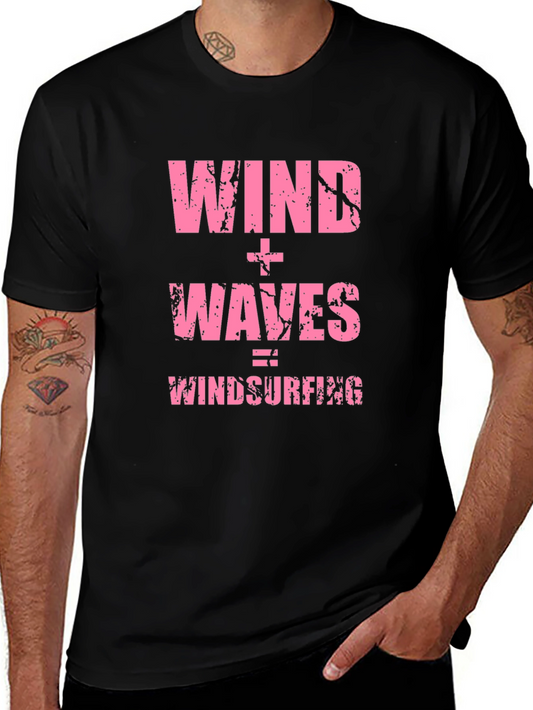 Wind + Waves = Windsurfing Black T-Shirt