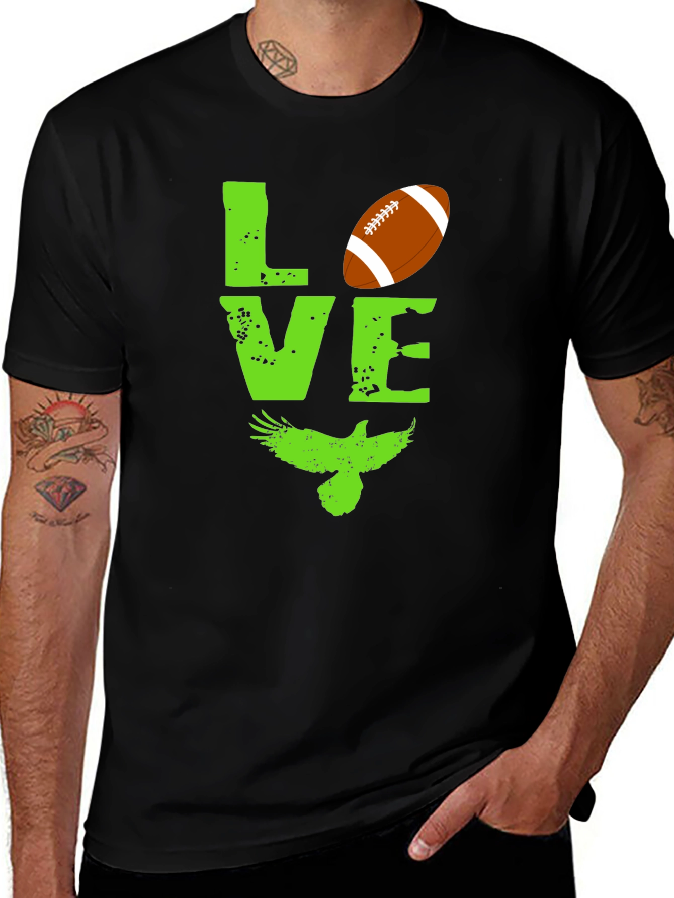Love Football and Eagles Graphic T-Shirt