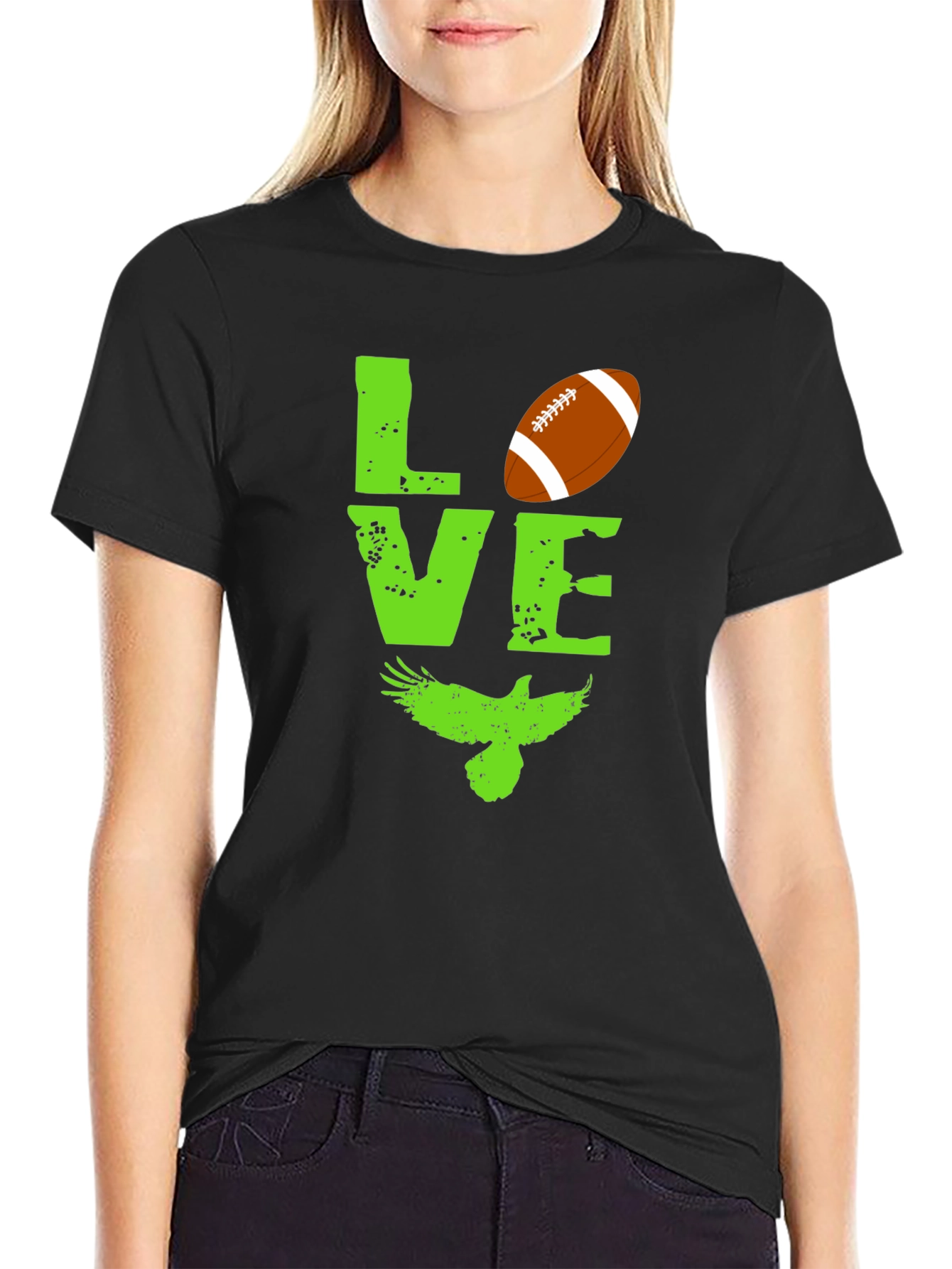 Love Football and Eagles Graphic T-Shirt