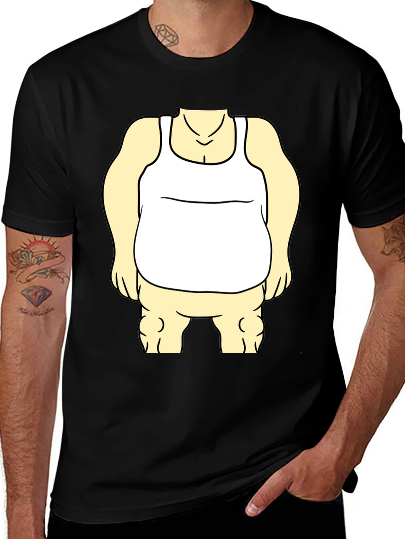 Funny Cartoon Character Graphic Black T-Shirt