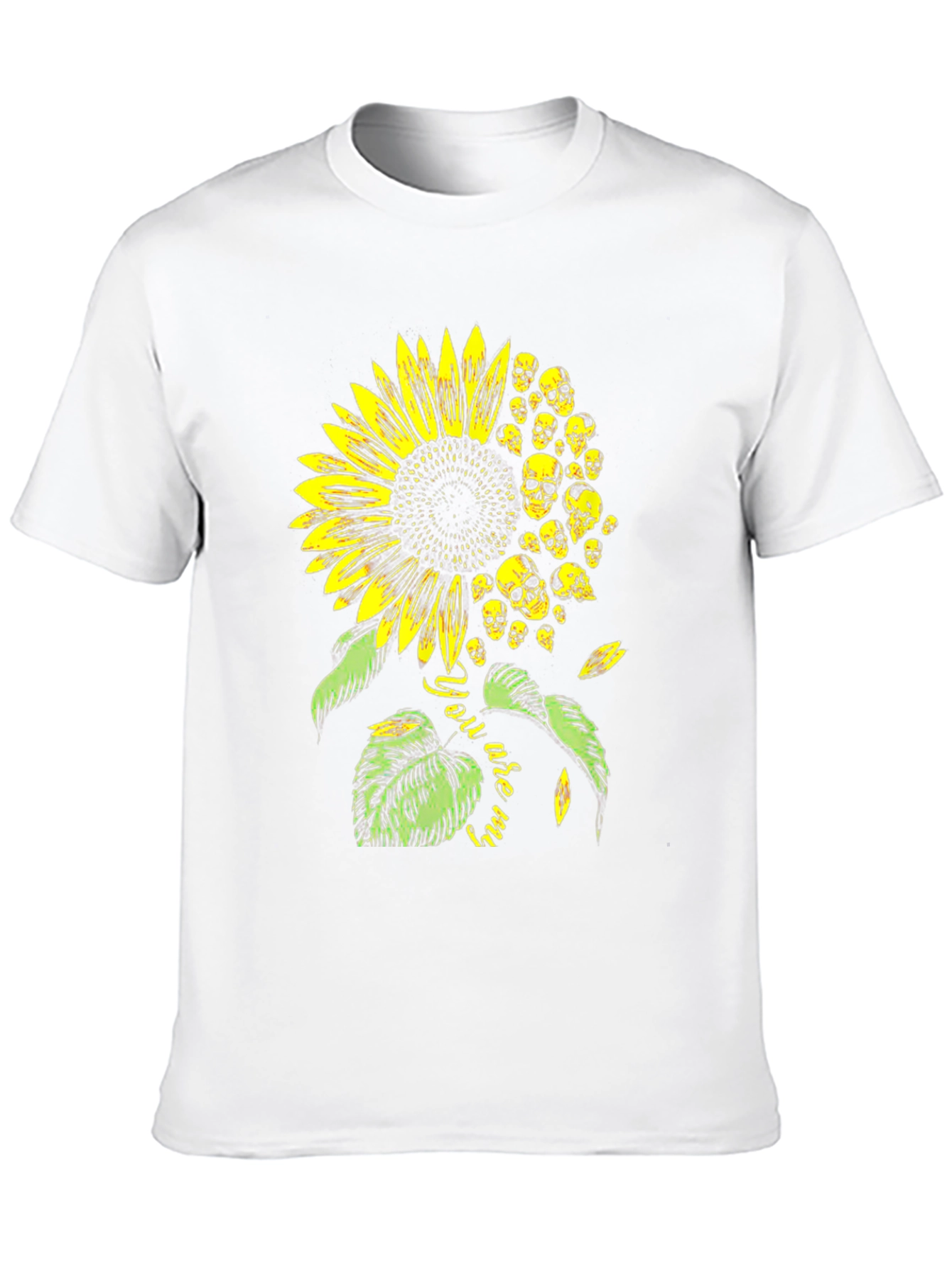 Skull Sunflower Graphic Tee - Black Cotton T-Shirt