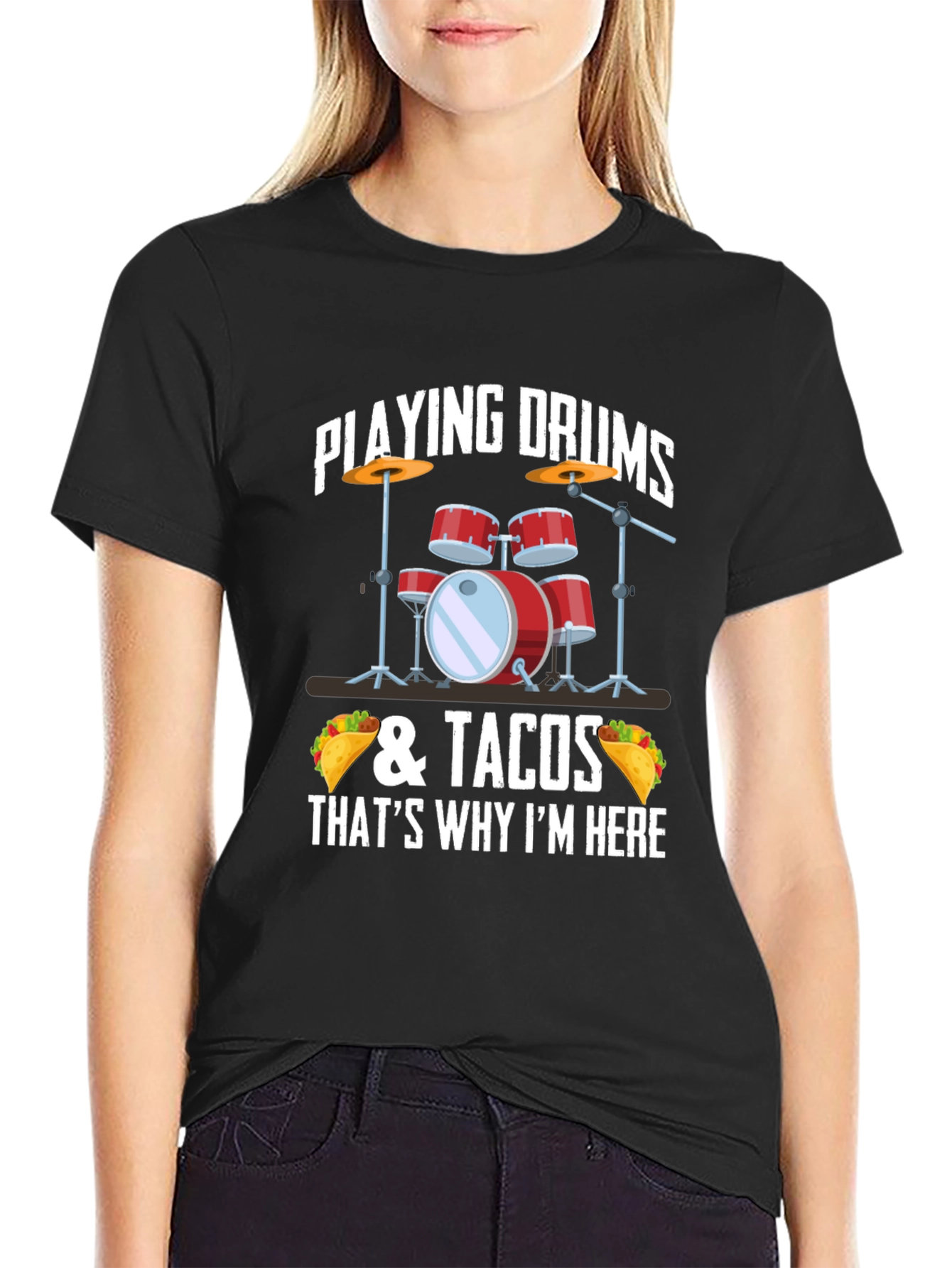 Drum & Tacos T-Shirt - Musician & Foodie Style