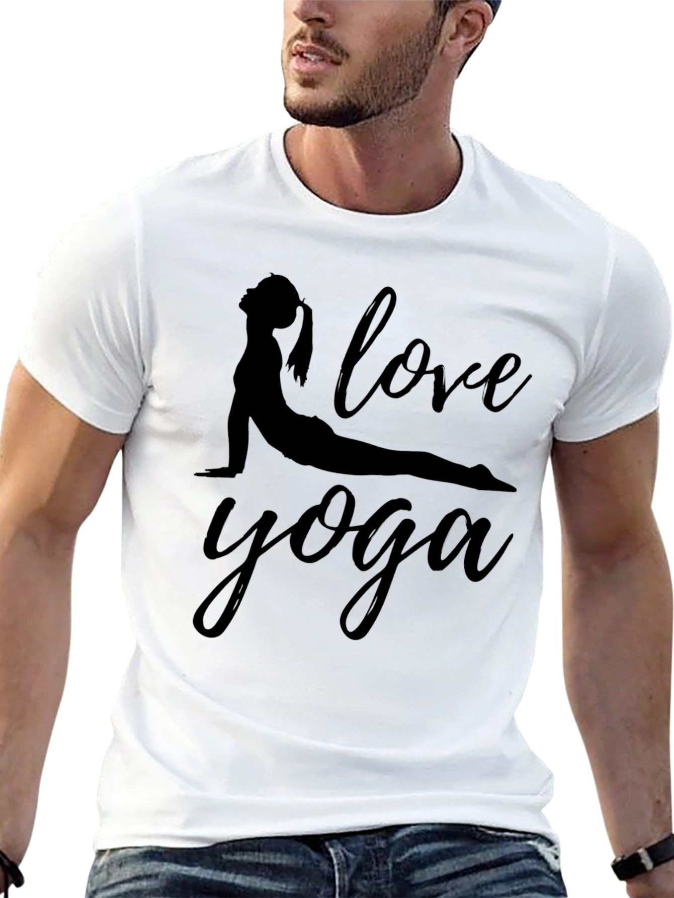 I Love Yoga Black Graphic T-Shirt