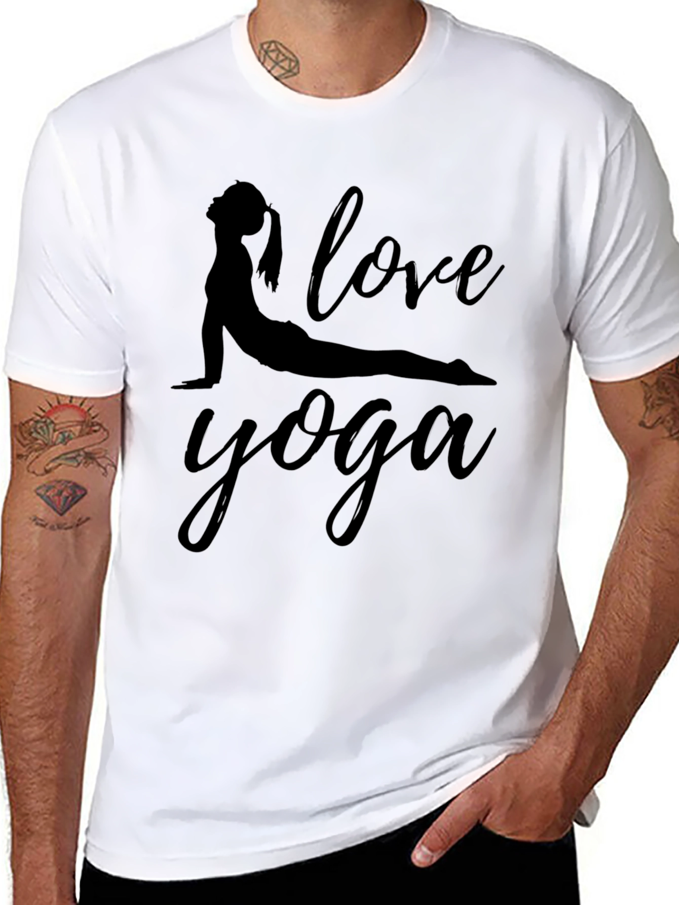 I Love Yoga Black Graphic T-Shirt