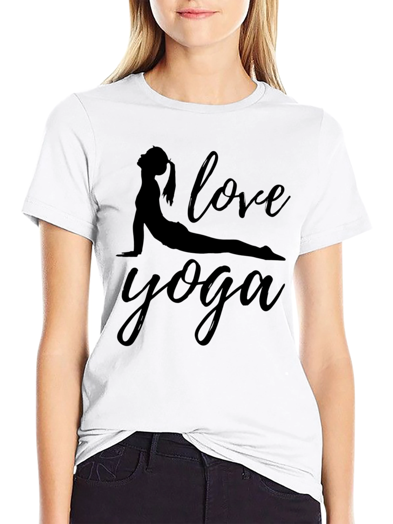 I Love Yoga Black Graphic T-Shirt
