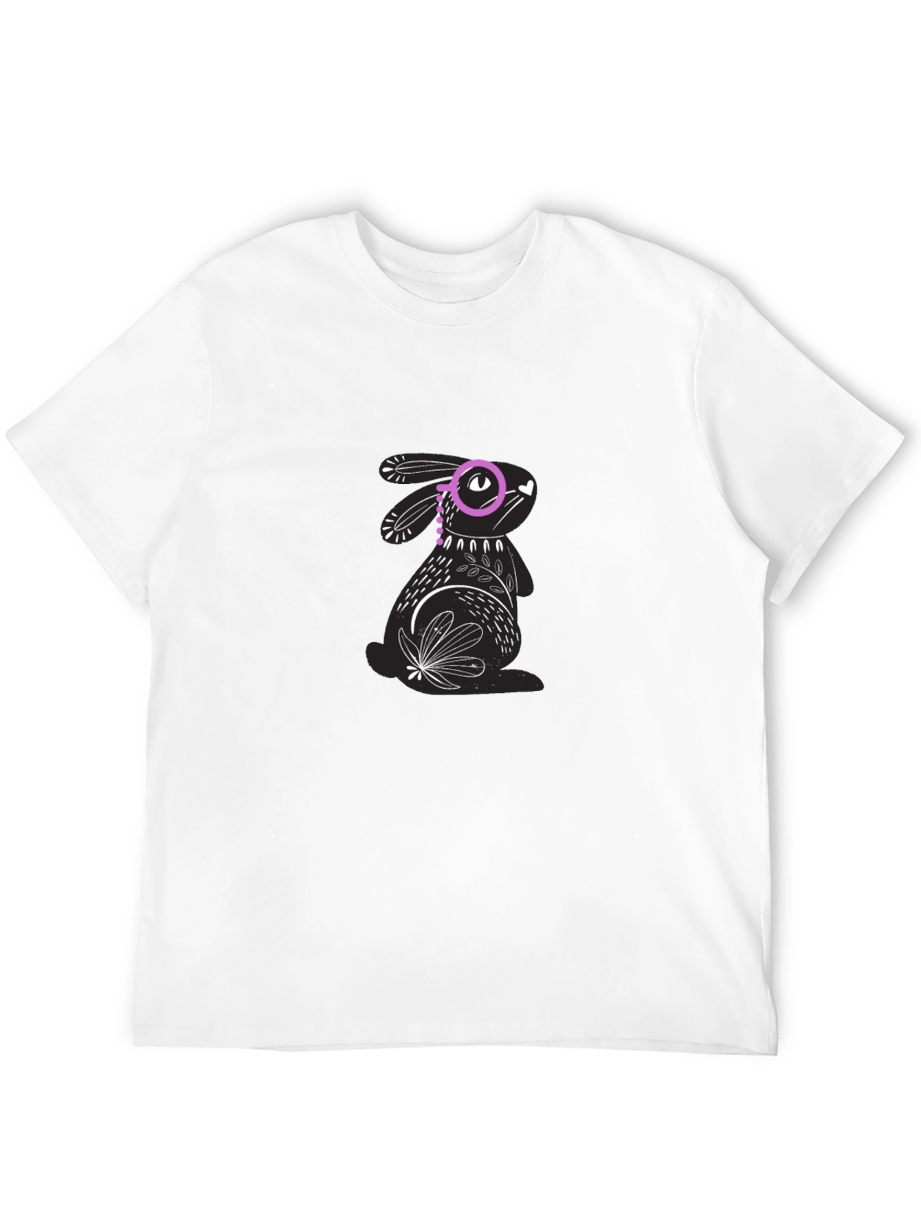 Black Tee with Rabbit Graphic