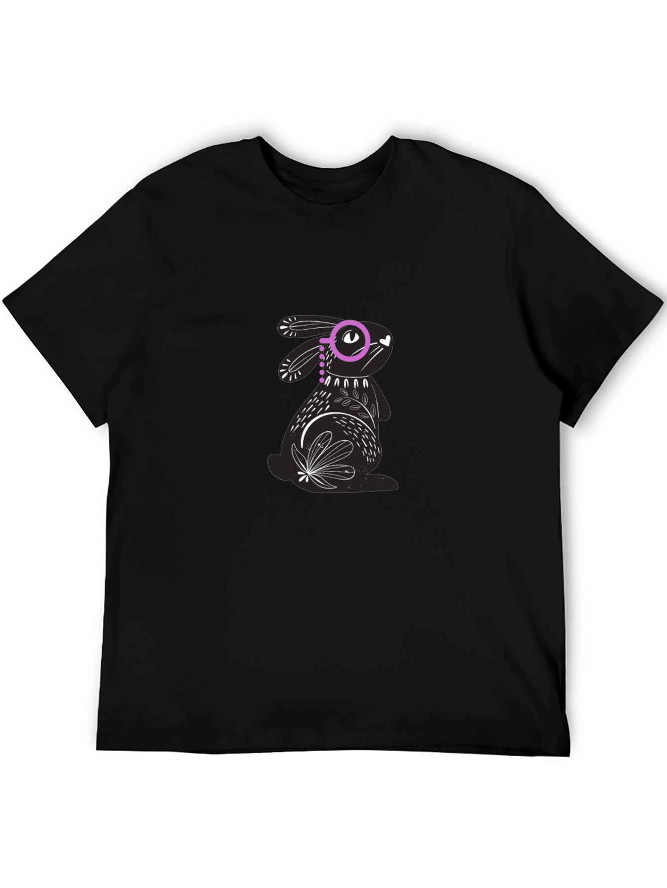 Black Tee with Rabbit Graphic