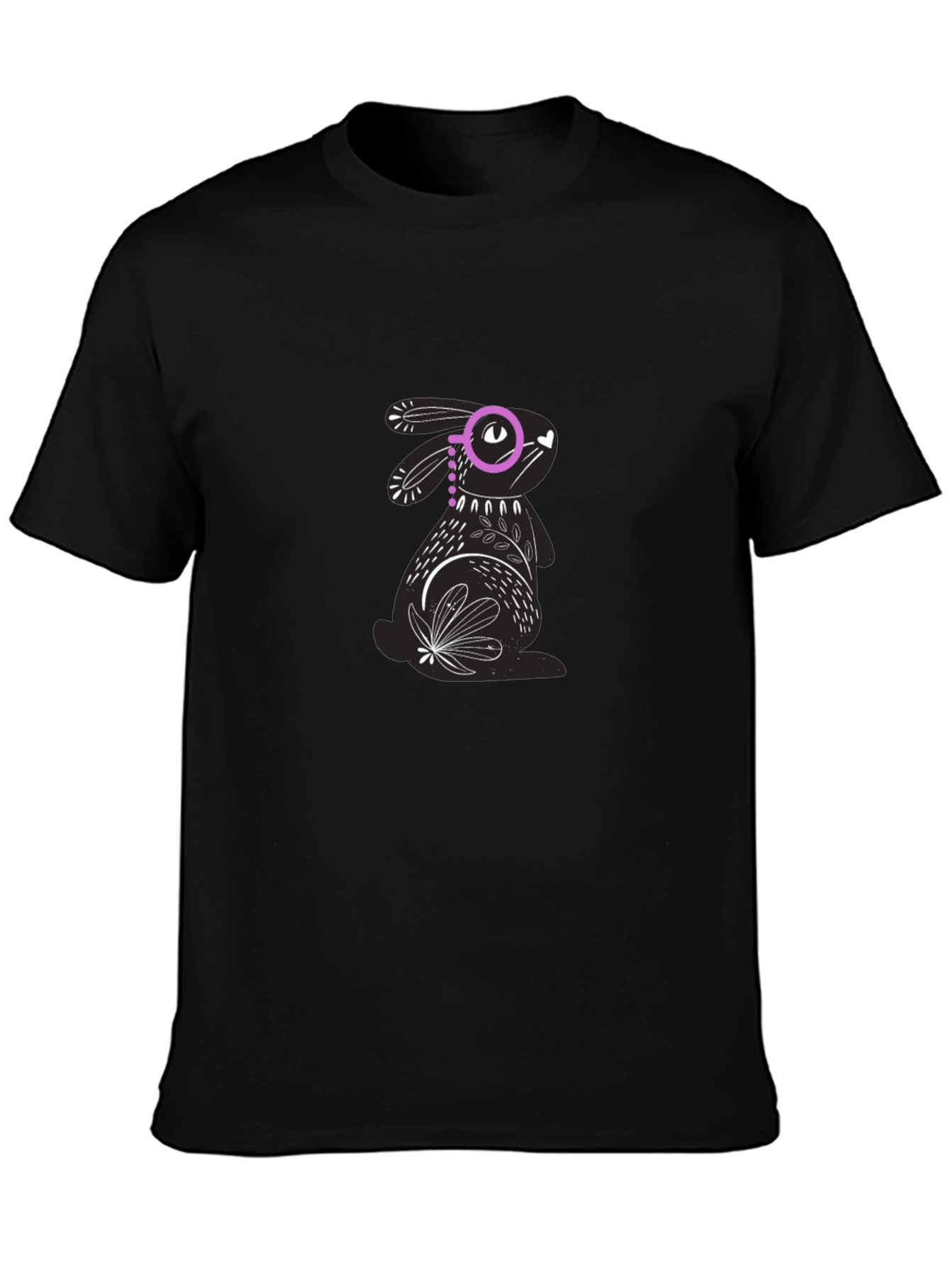 Black Tee with Rabbit Graphic