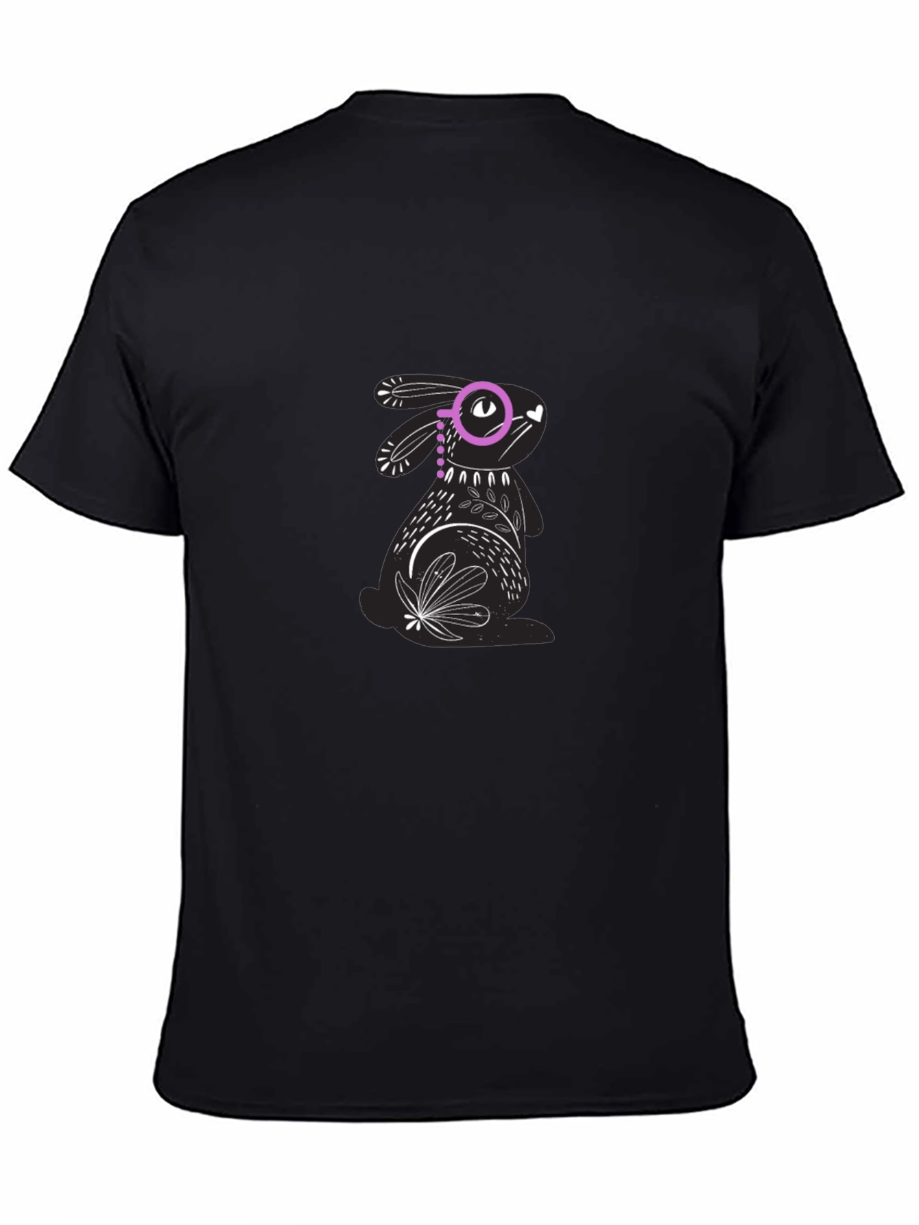 Black Tee with Rabbit Graphic