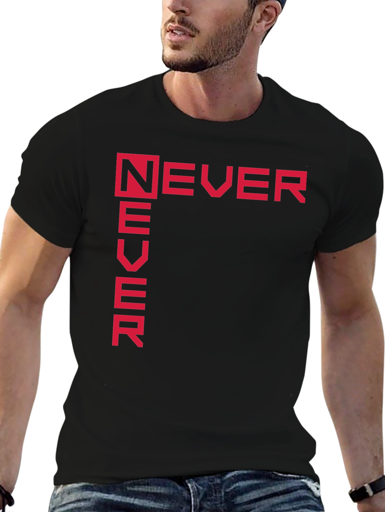 Never Never Black Graphic Tee Shirt