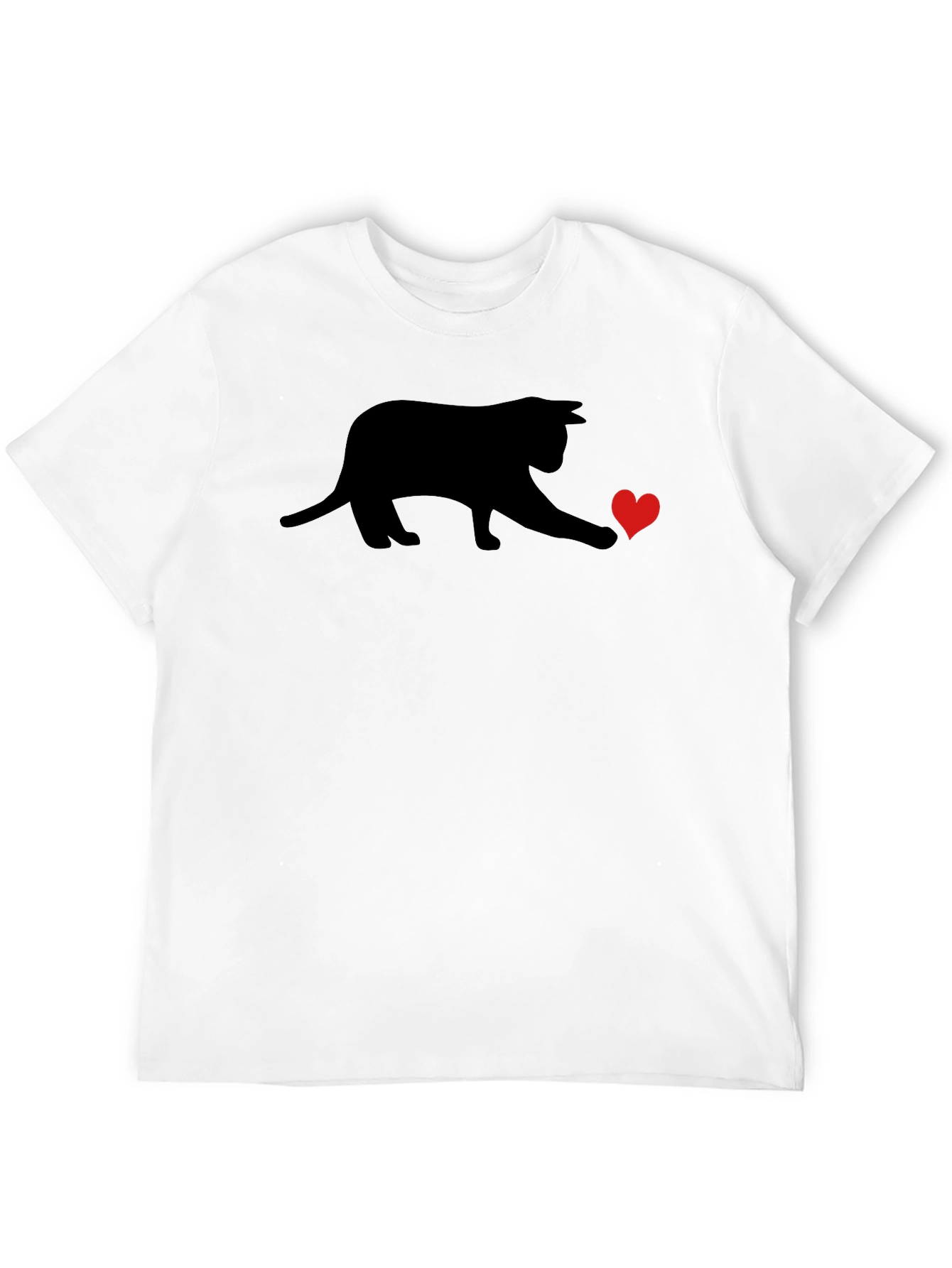 Black Cat Heart T-Shirt - Playful Graphic Tee