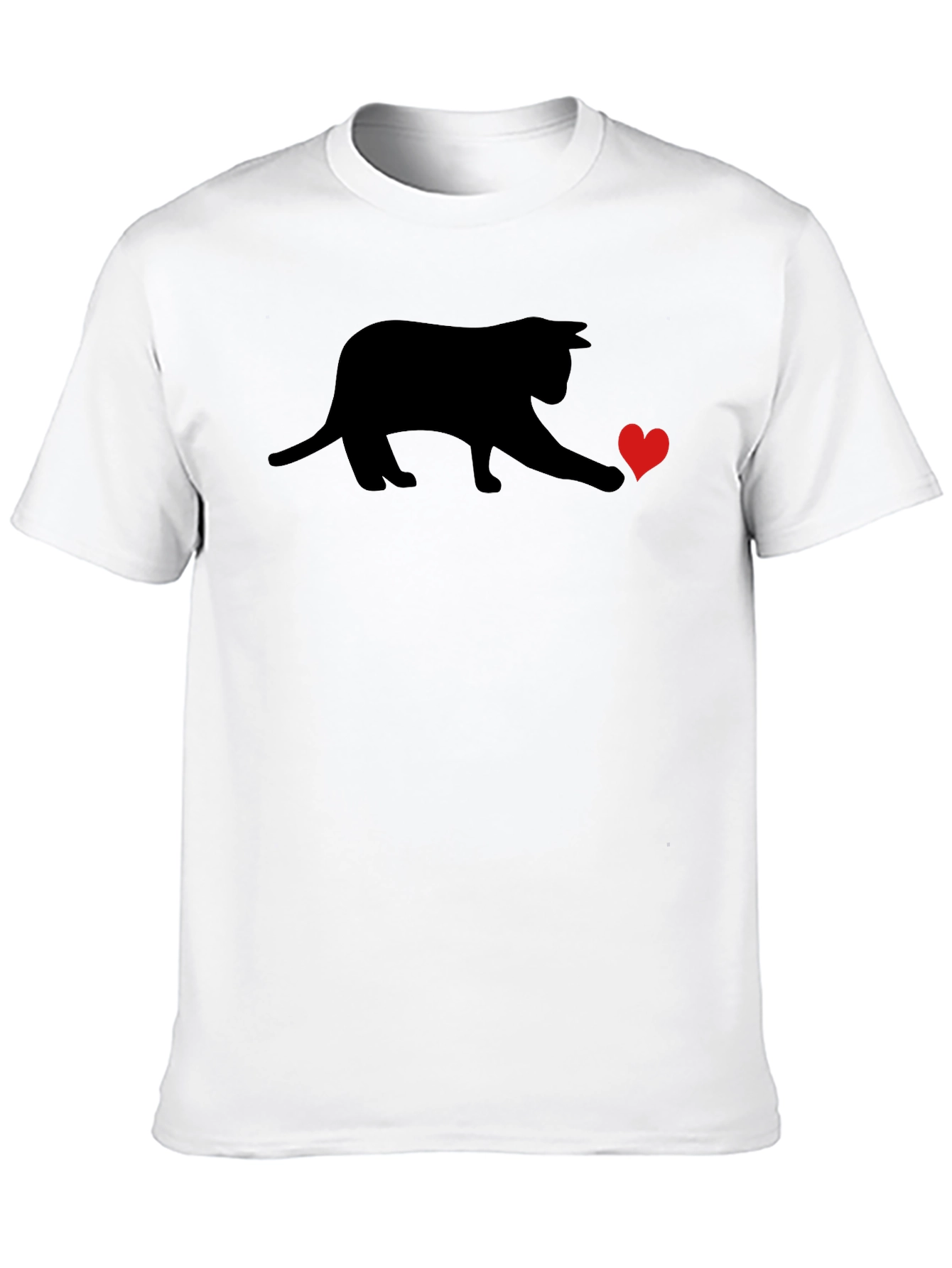 Black Cat Heart T-Shirt - Playful Graphic Tee