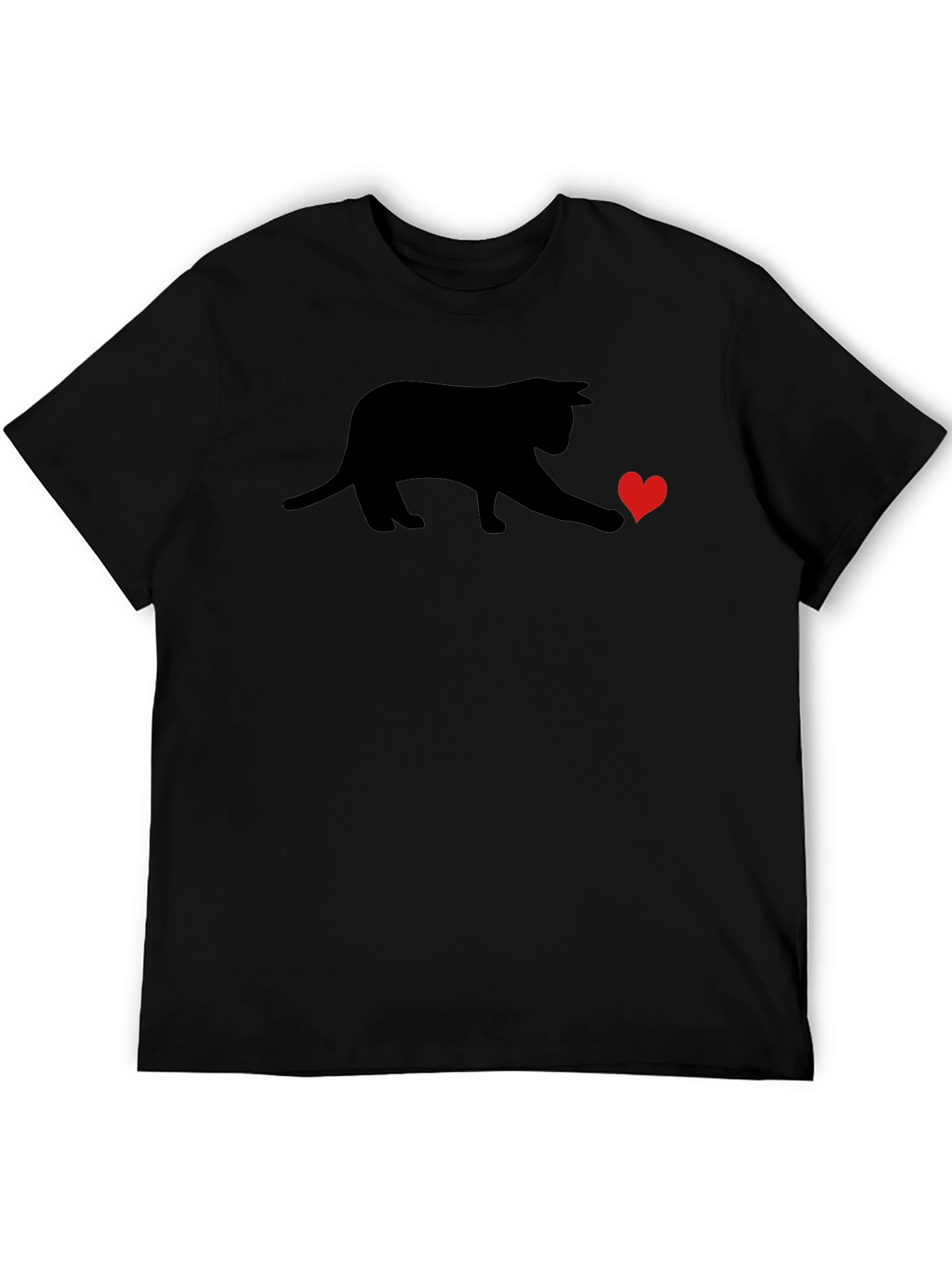 Black Cat Heart T-Shirt - Playful Graphic Tee
