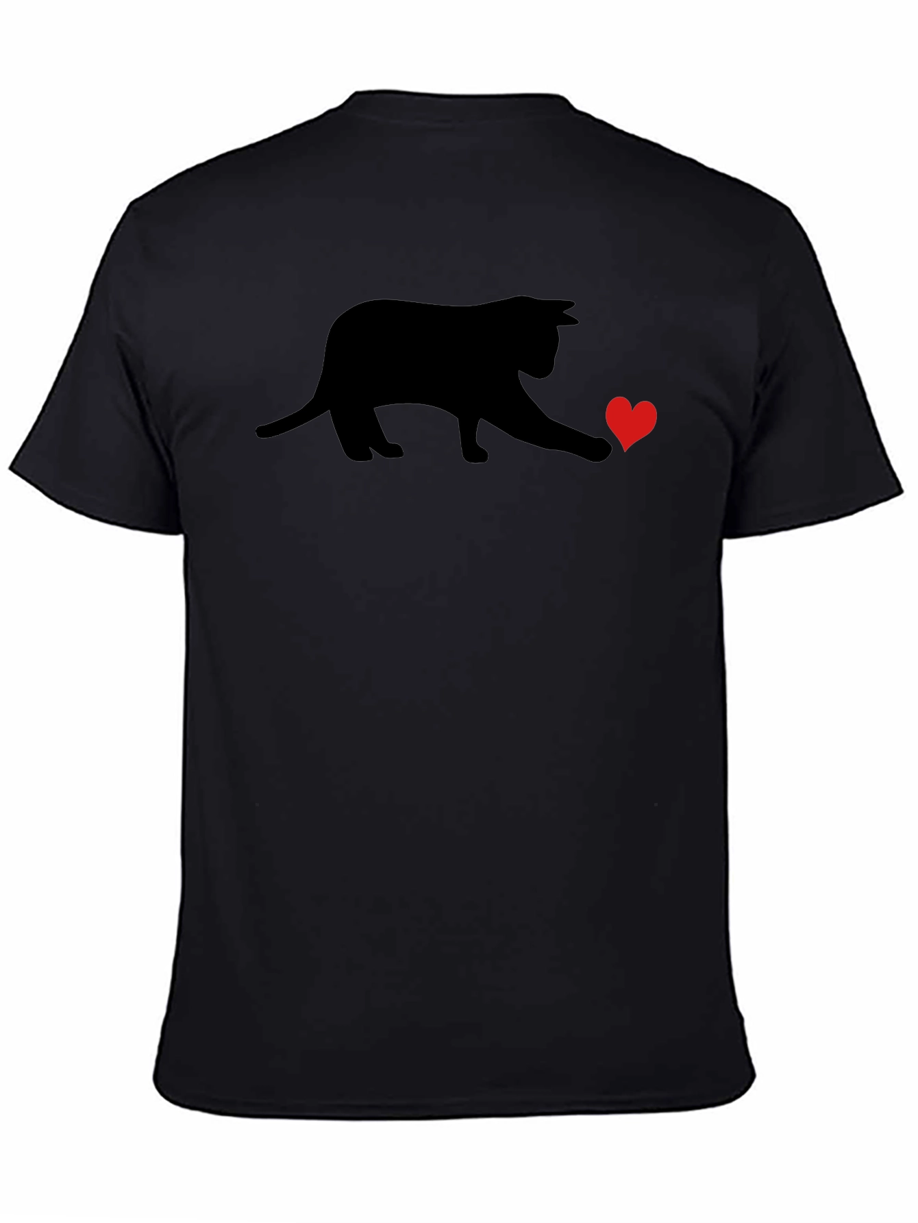Black Cat Heart T-Shirt - Playful Graphic Tee