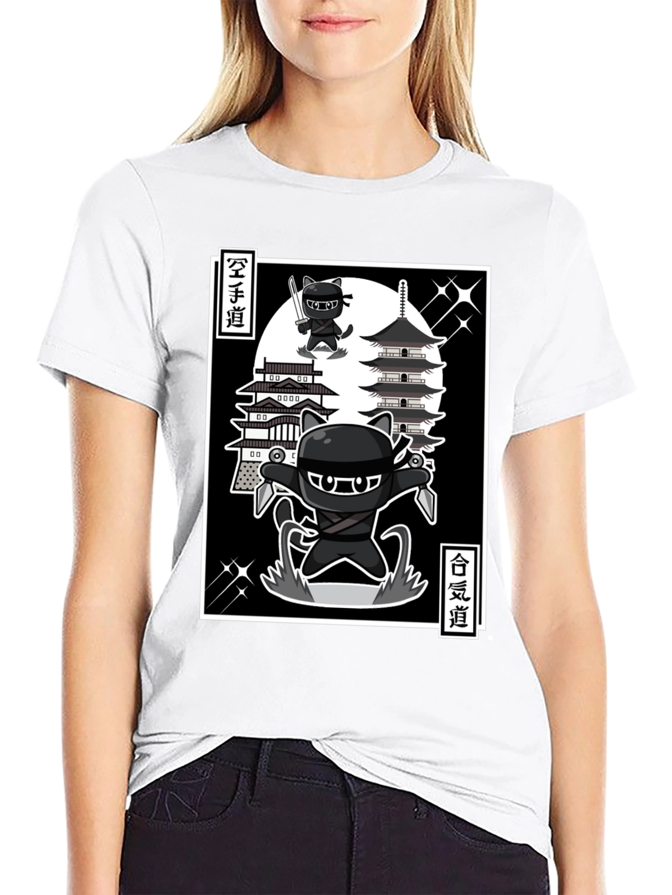 Ninja Cat T-Shirt - Martial Arts Cartoon Style