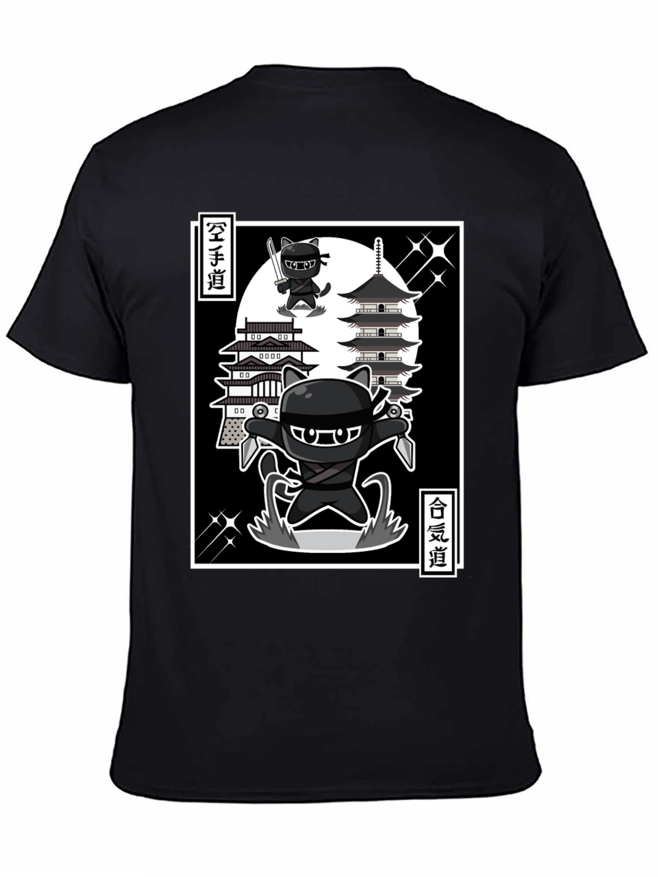 Ninja Cat T-Shirt - Martial Arts Cartoon Style
